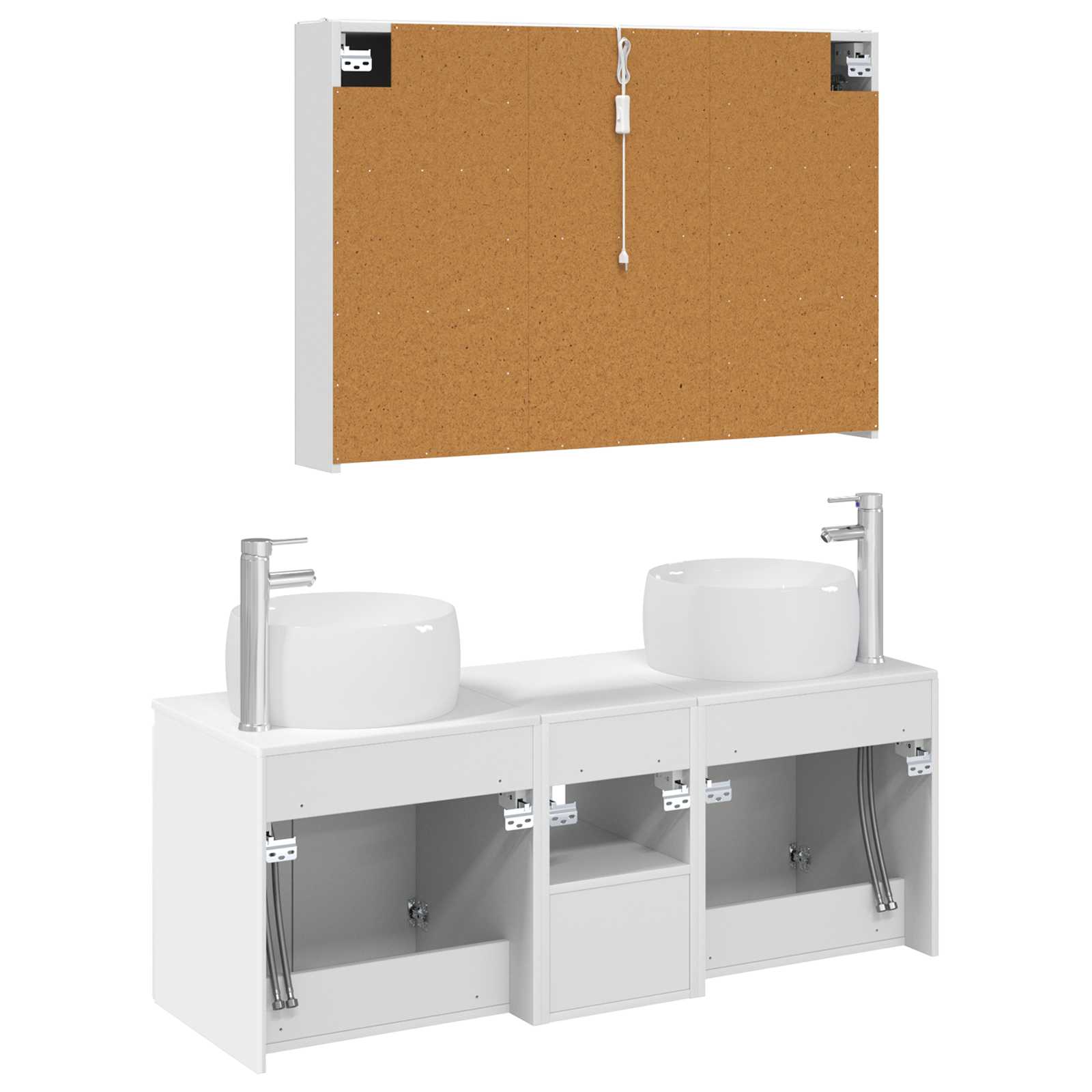 vidaXL Badkamerkastenset 4 pcs Wit Bewerkt hout