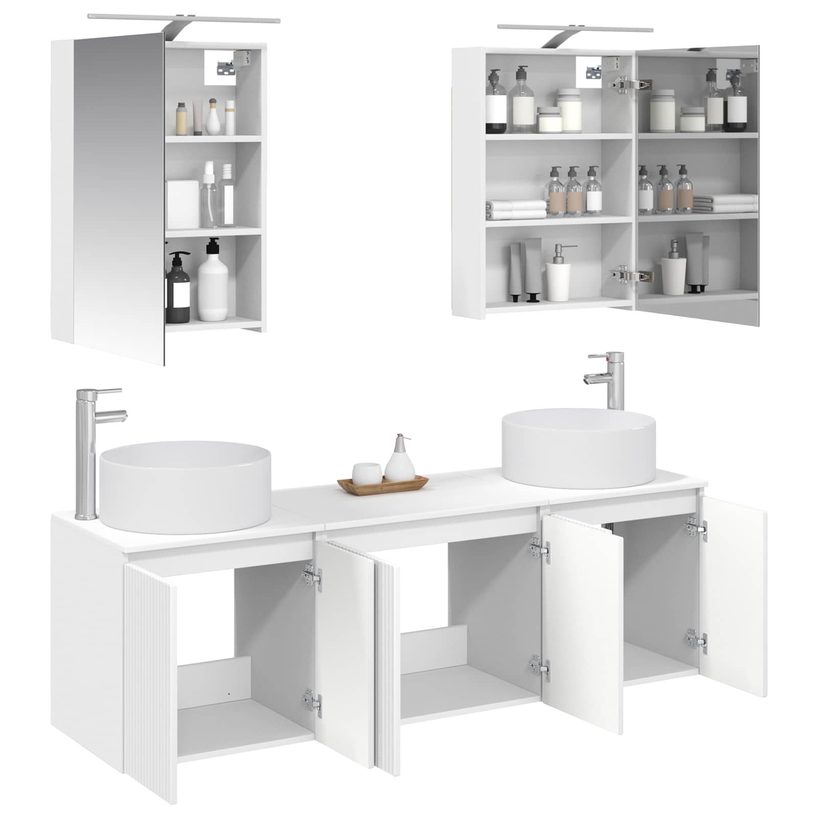 vidaXL Badkamerkastenset 5 pcs Wit Bewerkt hout