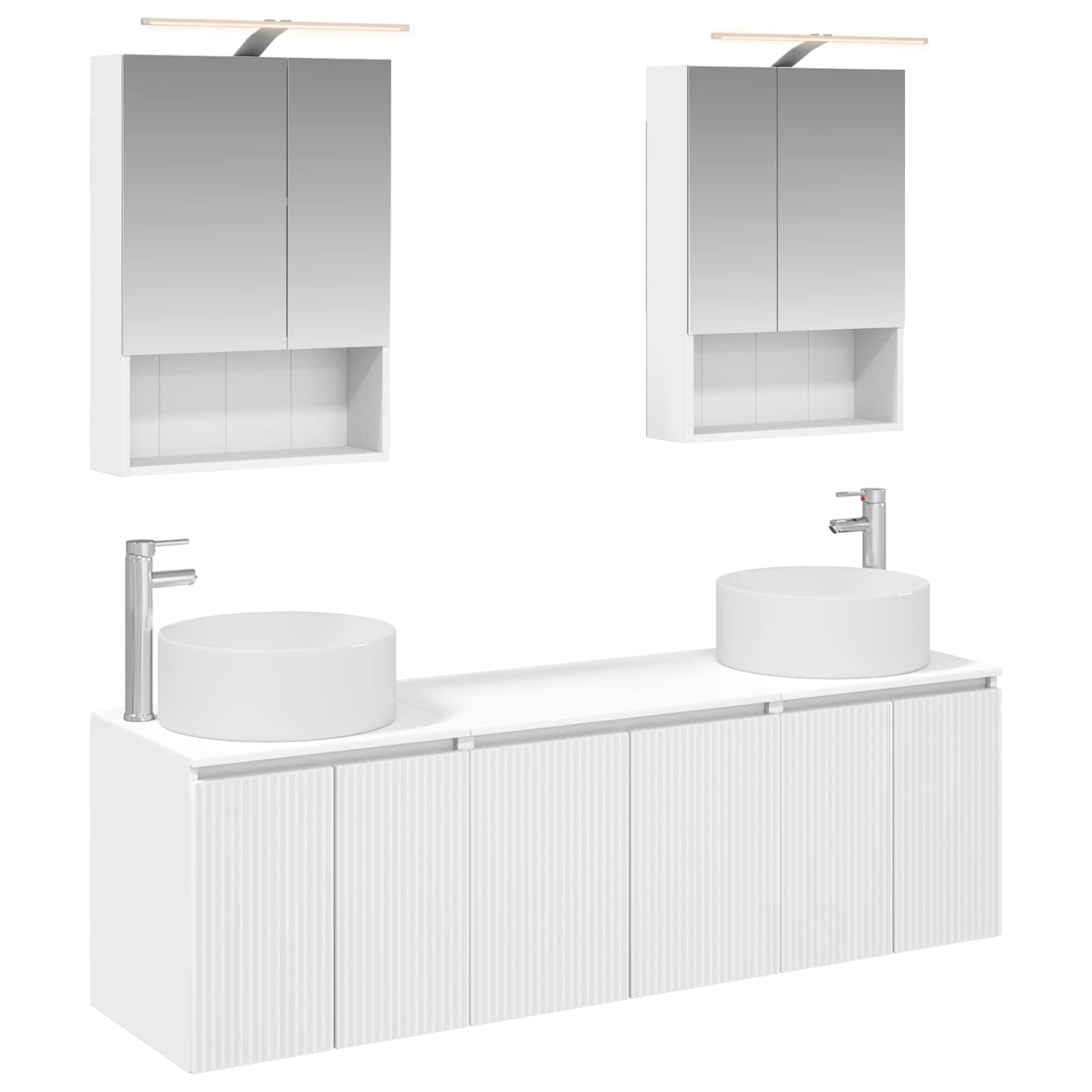vidaXL Badkamerkastenset 5 pcs Wit Bewerkt hout
