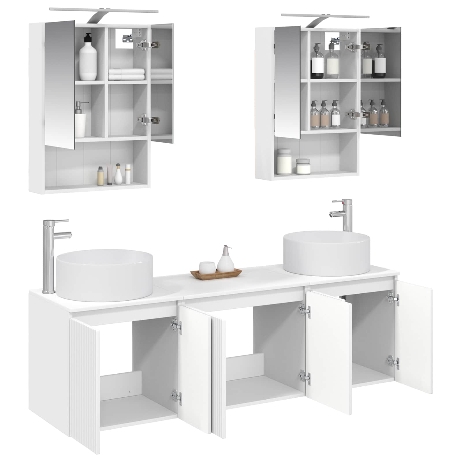 vidaXL Badkamerkastenset 5 pcs Wit Bewerkt hout