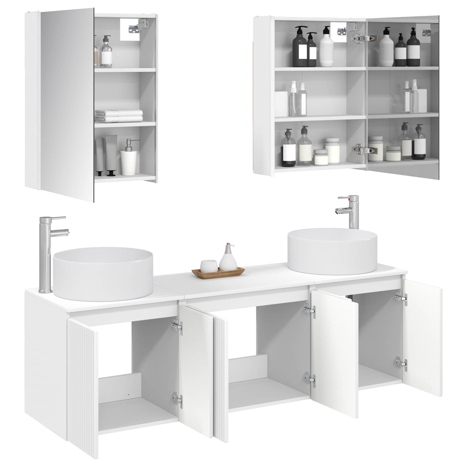 vidaXL Badkamerkastenset 5 pcs Wit Bewerkt hout