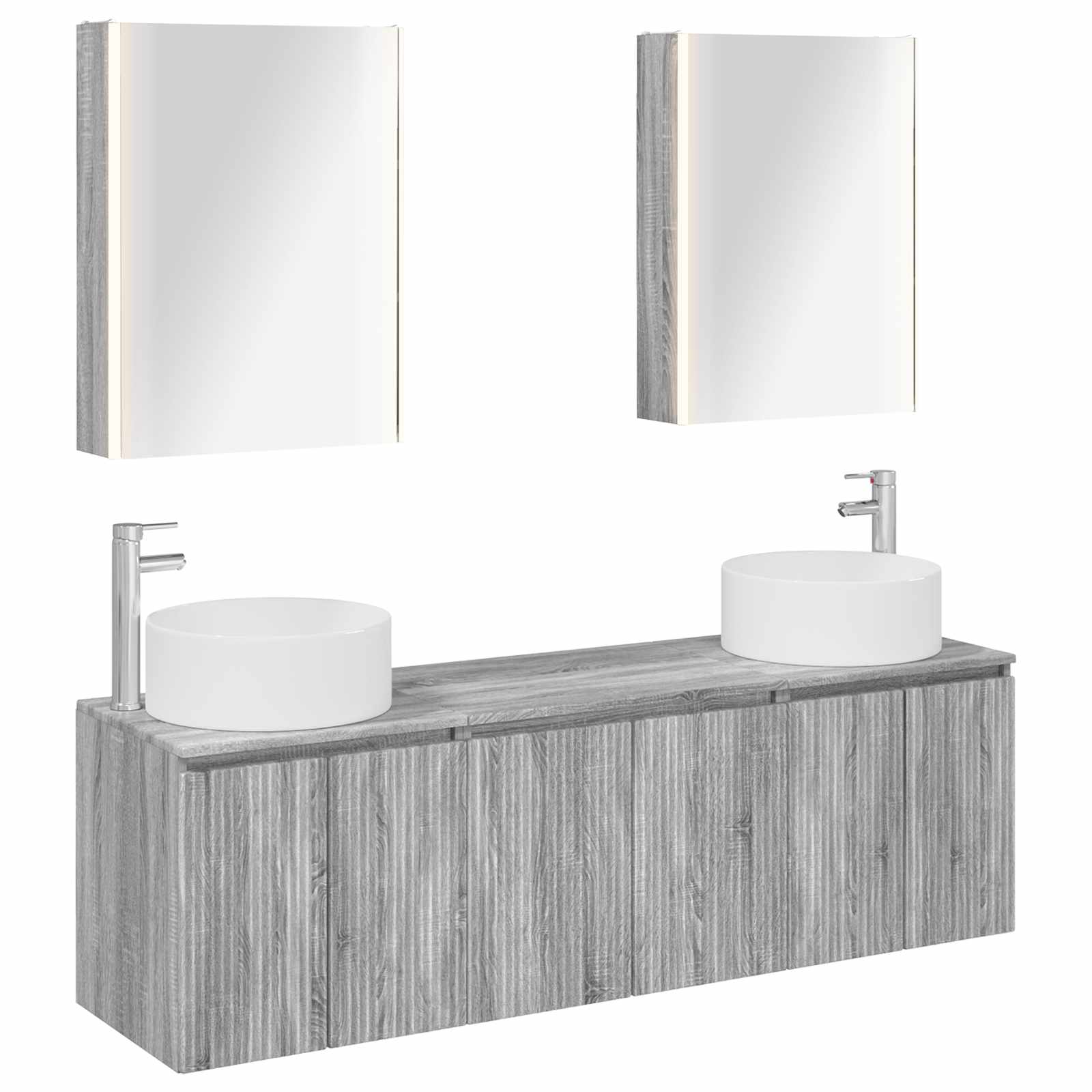 vidaXL Badkamerkastenset 5 pcs Wit Bewerkt hout