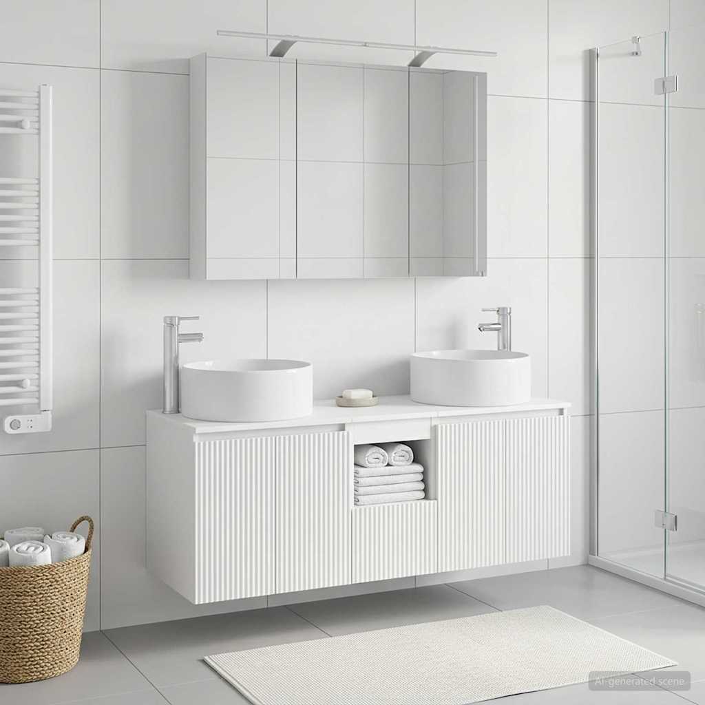 vidaXL Badkamerkastenset 4 pcs Wit 100 x 14,5 x 70 cm Bewerkt hout