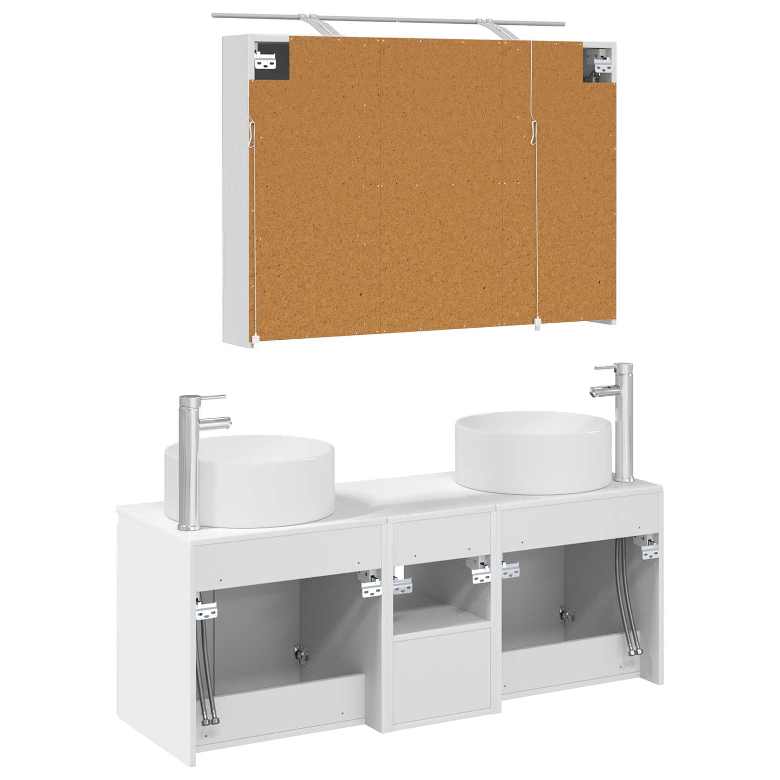 vidaXL Badkamerkastenset 4 pcs Wit 100 x 14,5 x 70 cm Bewerkt hout