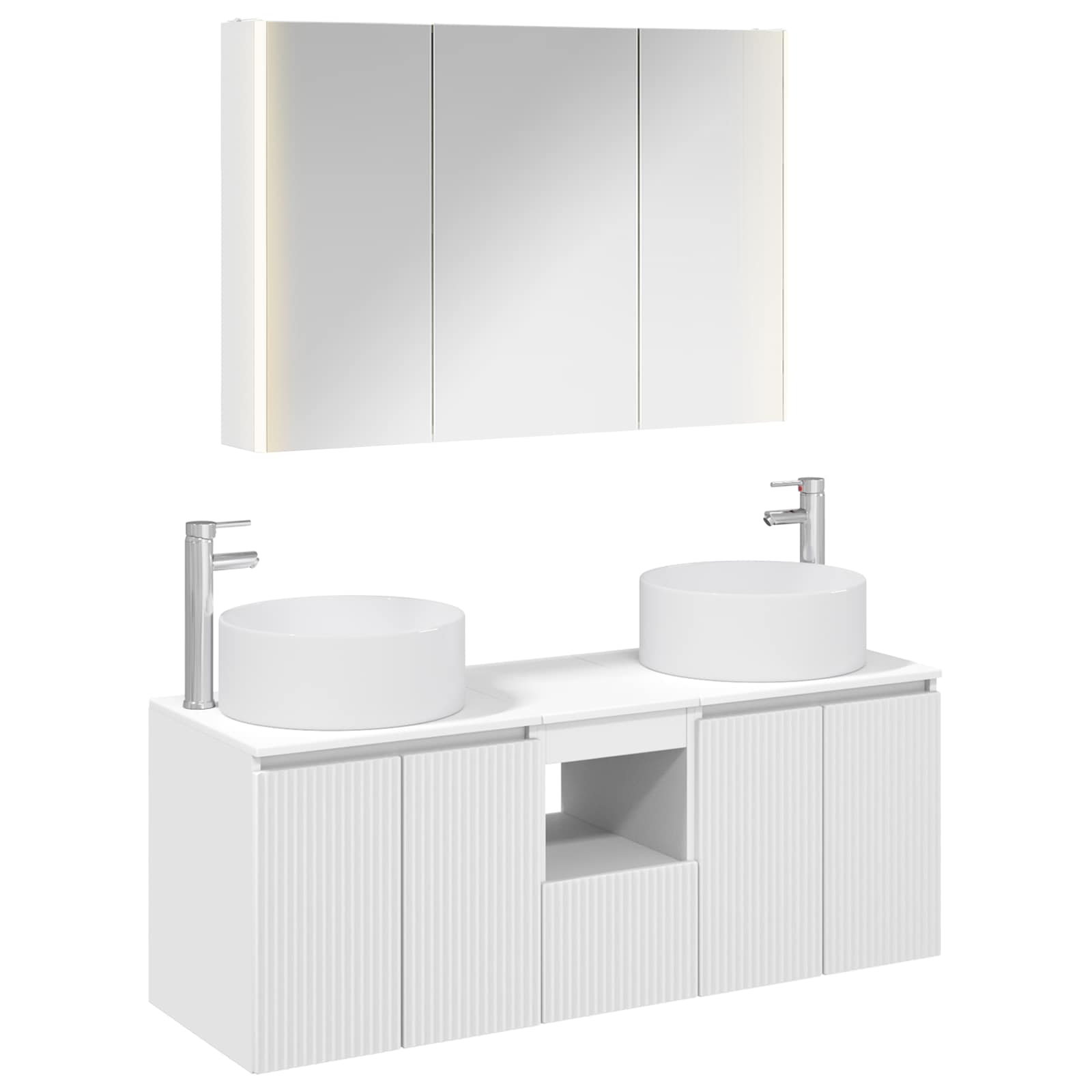 vidaXL Badkamerkastenset 4 pcs Wit 103,5 x 15,5 x 70 cm Bewerkt hout
