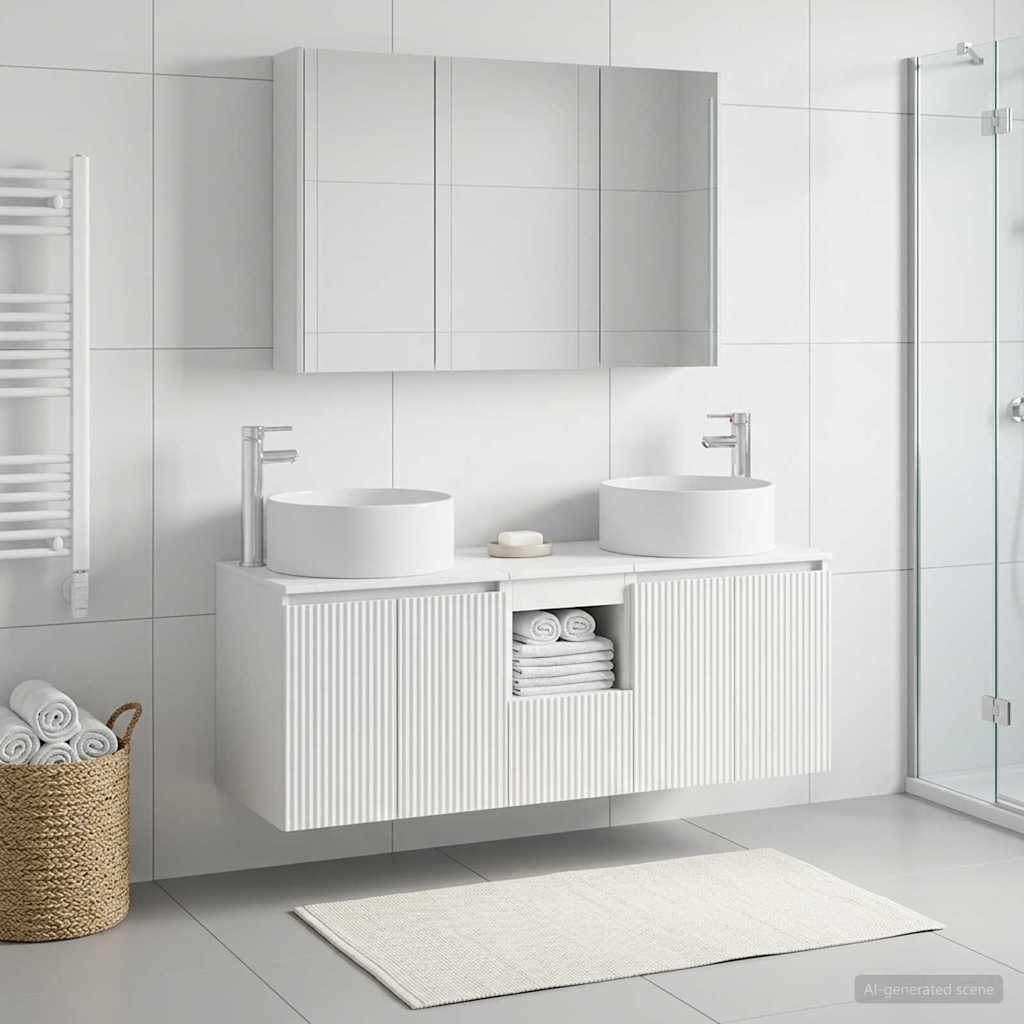 vidaXL Badkamerkastenset 4 pcs Wit 103,5 x 15,5 x 70 cm Bewerkt hout