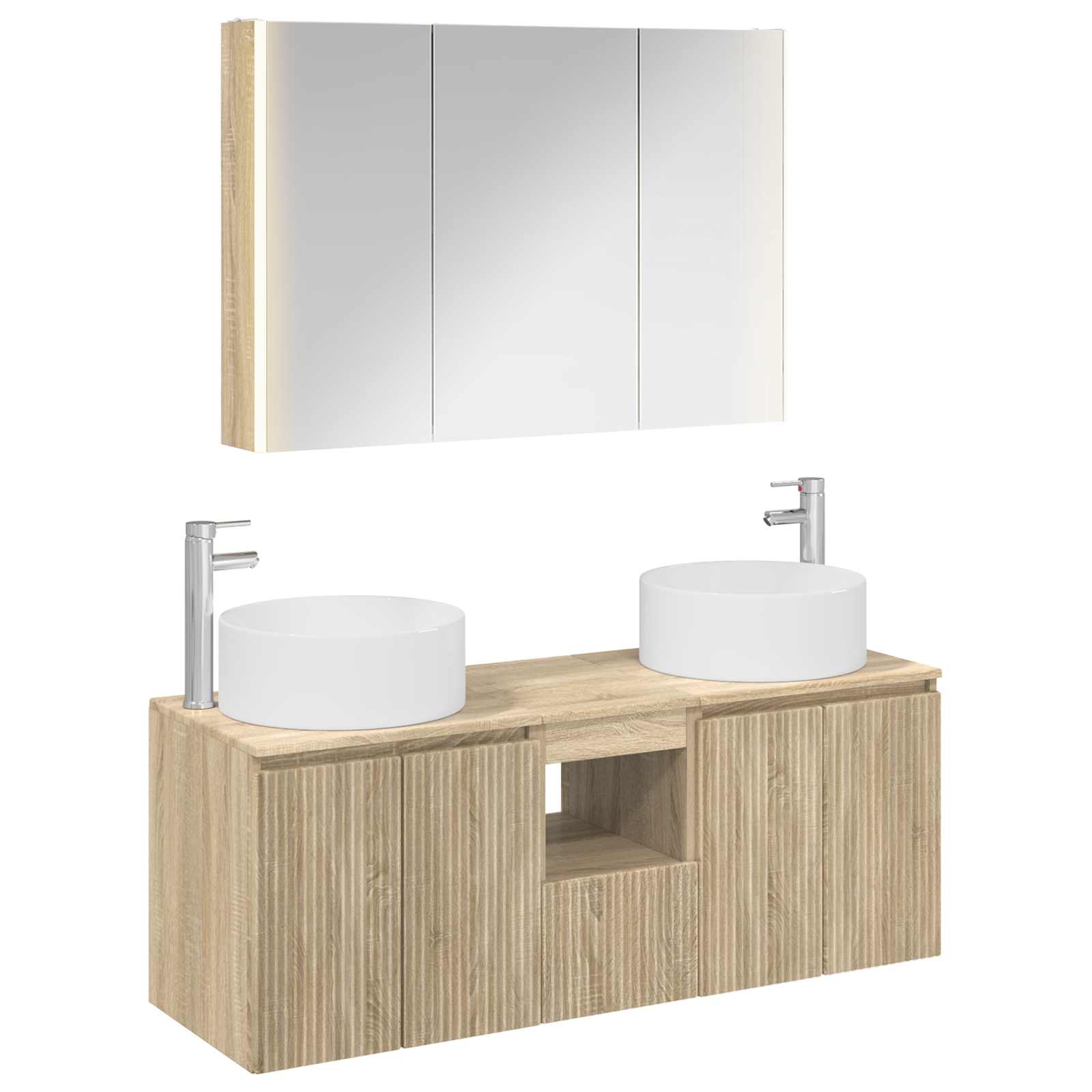 vidaXL Badkamerkastenset 4 pcs Wit 103,5 x 15,5 x 70 cm Bewerkt hout