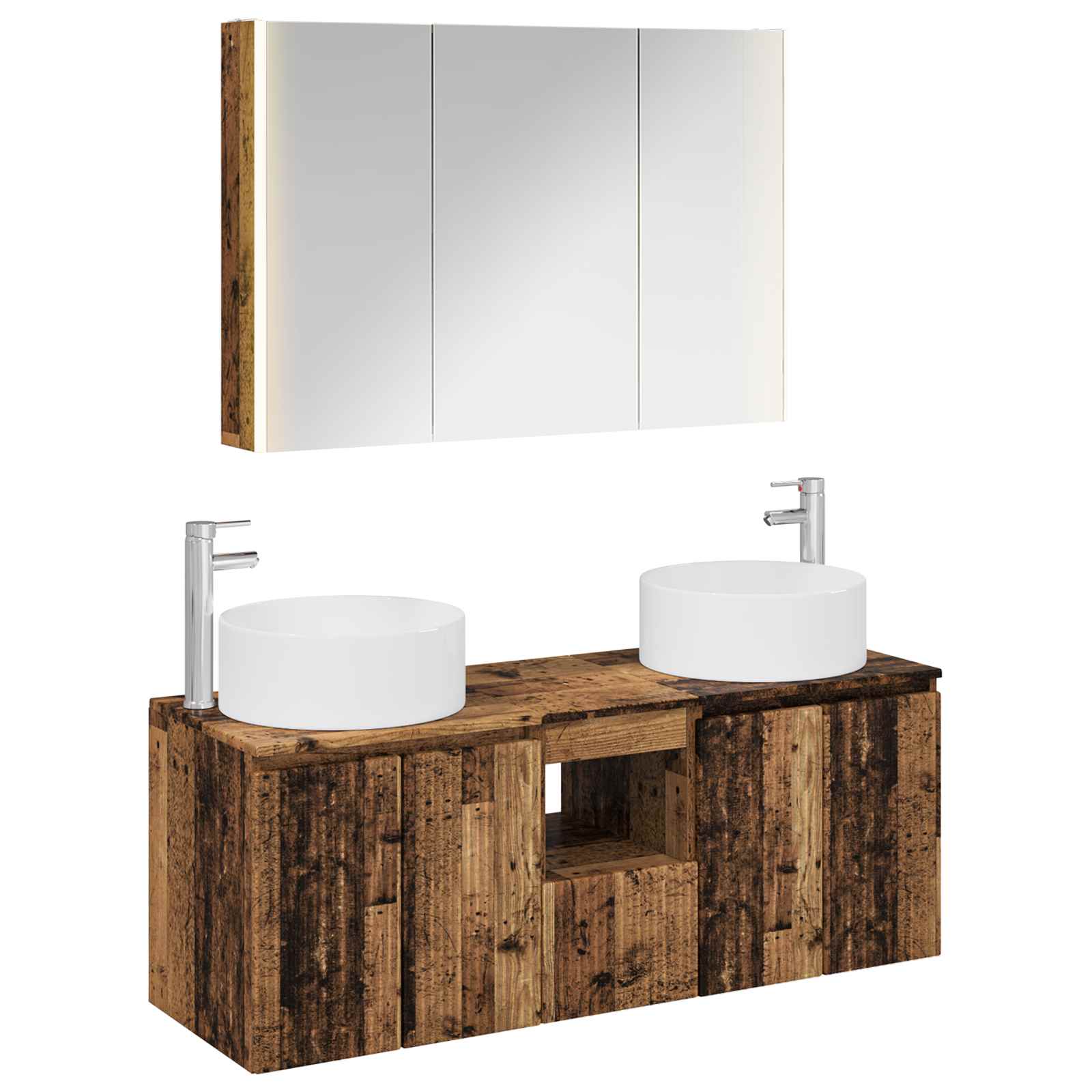 vidaXL Badkamerkastenset 4 pcs Wit 103,5 x 15,5 x 70 cm Bewerkt hout