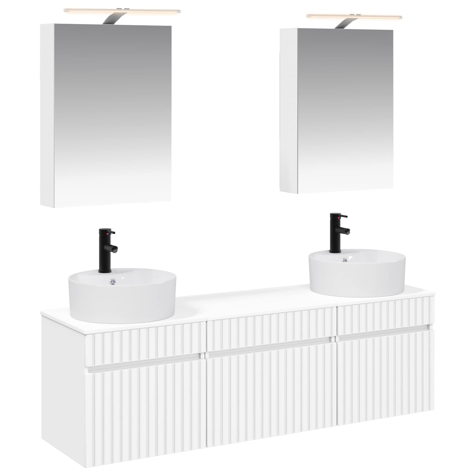 vidaXL Badkamerkastenset 5 pcs Wit 50 x 14,5 x 70 cm Bewerkt hout