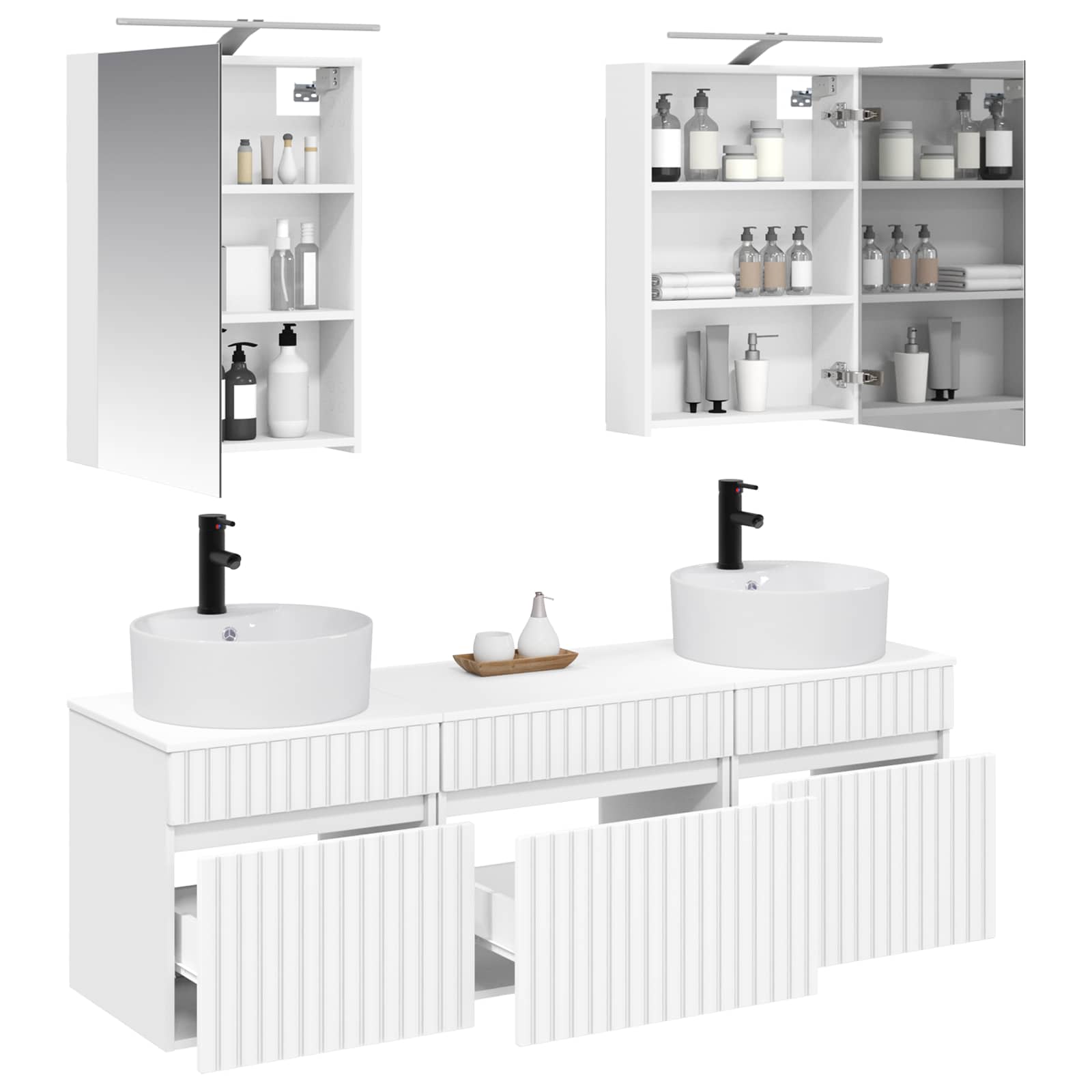 vidaXL Badkamerkastenset 5 pcs Wit 50 x 14,5 x 70 cm Bewerkt hout