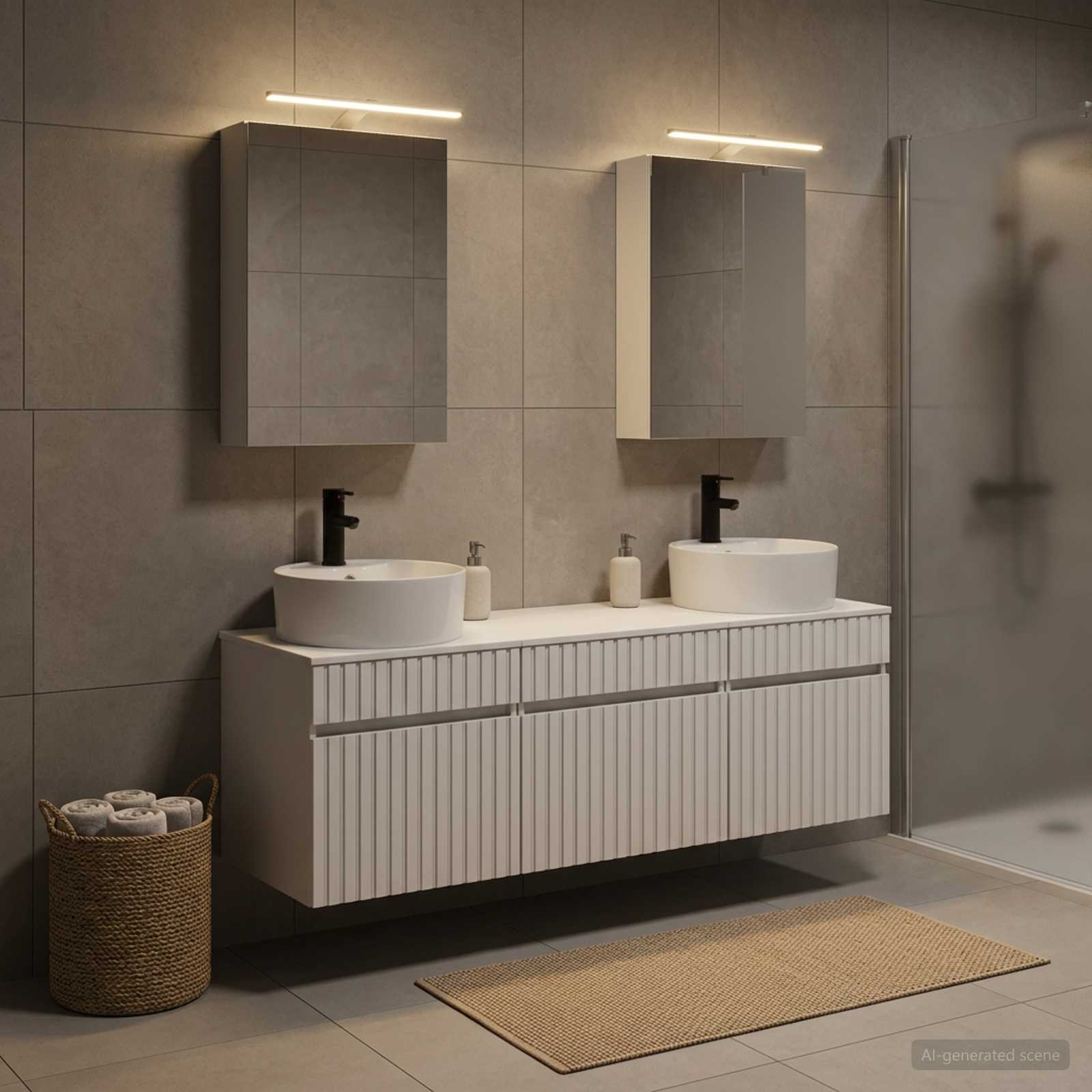 vidaXL Badkamerkastenset 5 pcs Wit 50 x 14,5 x 70 cm Bewerkt hout