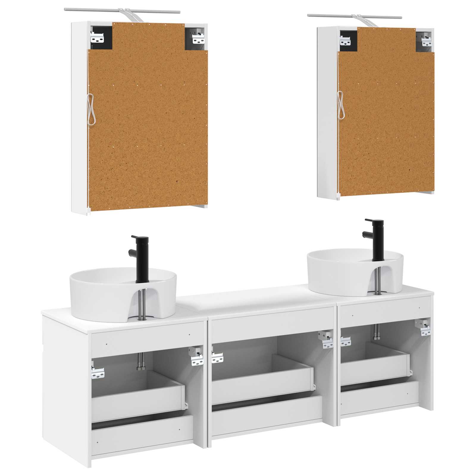 vidaXL Badkamerkastenset 5 pcs Wit 50 x 14,5 x 70 cm Bewerkt hout