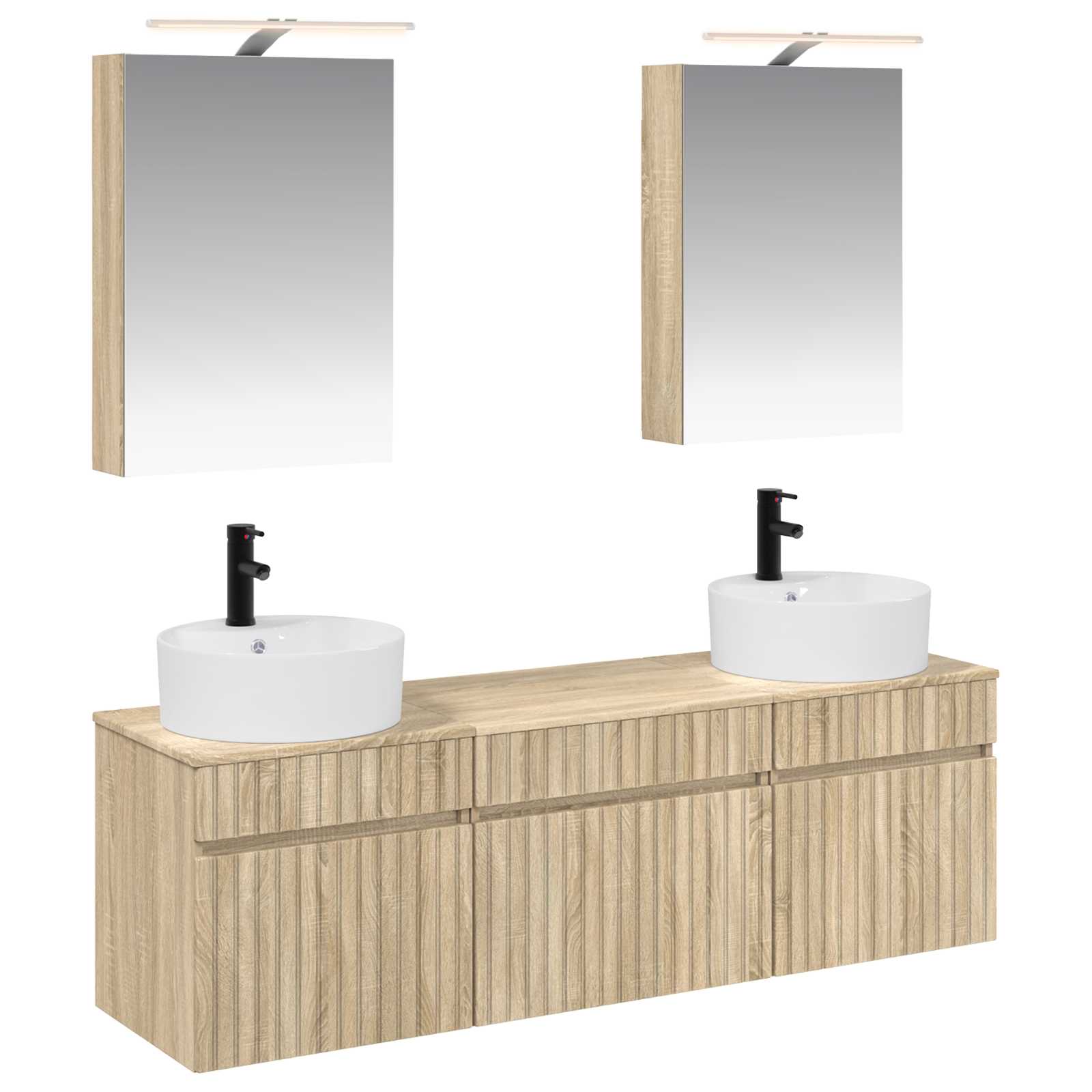 vidaXL Badkamerkastenset 5 pcs Wit 50 x 14,5 x 70 cm Bewerkt hout