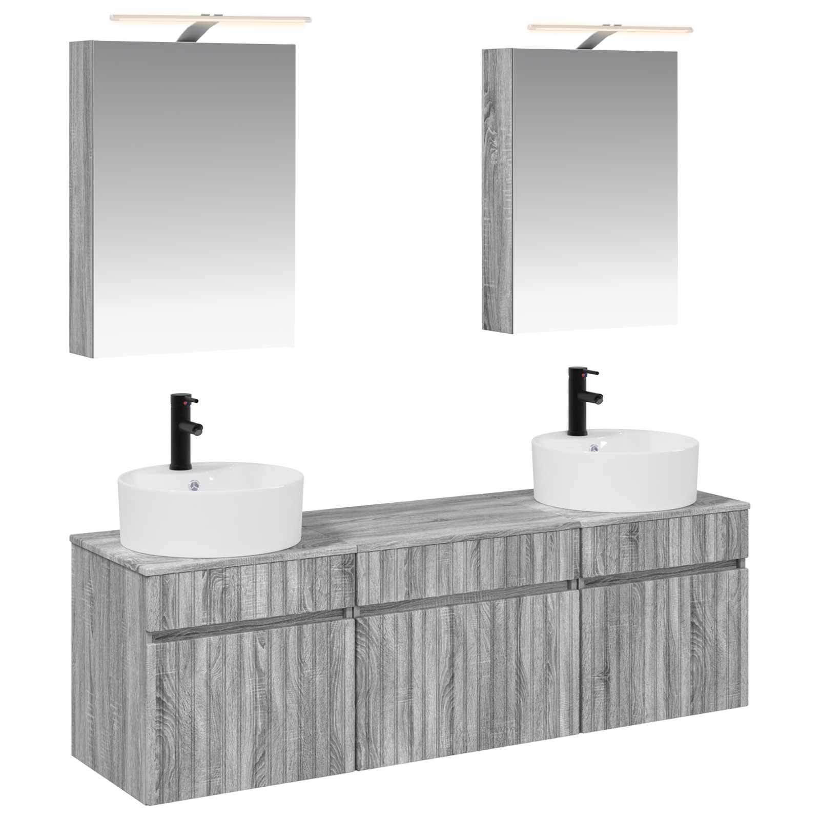 vidaXL Badkamerkastenset 5 pcs Wit 50 x 14,5 x 70 cm Bewerkt hout