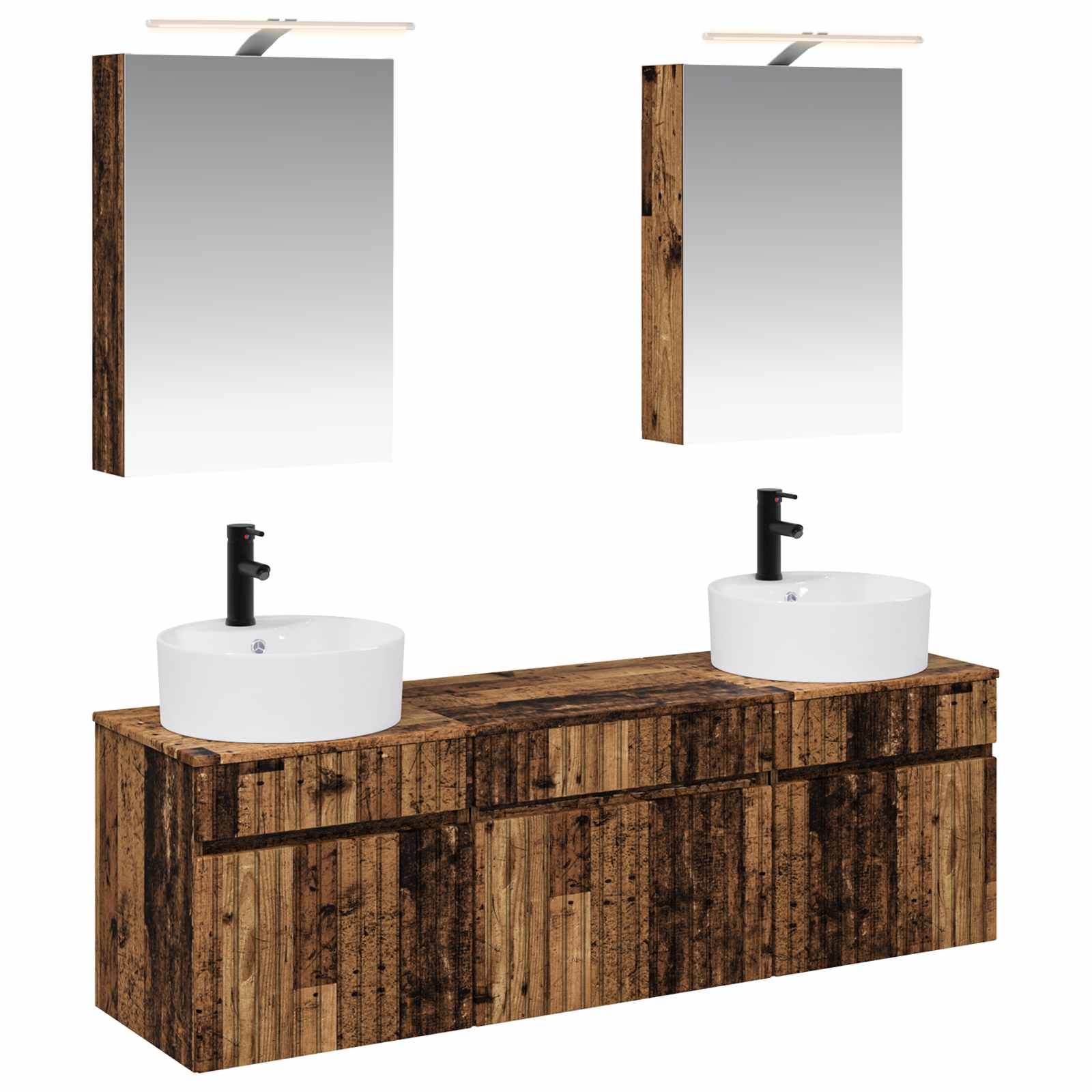 vidaXL Badkamerkastenset 5 pcs Wit 50 x 14,5 x 70 cm Bewerkt hout