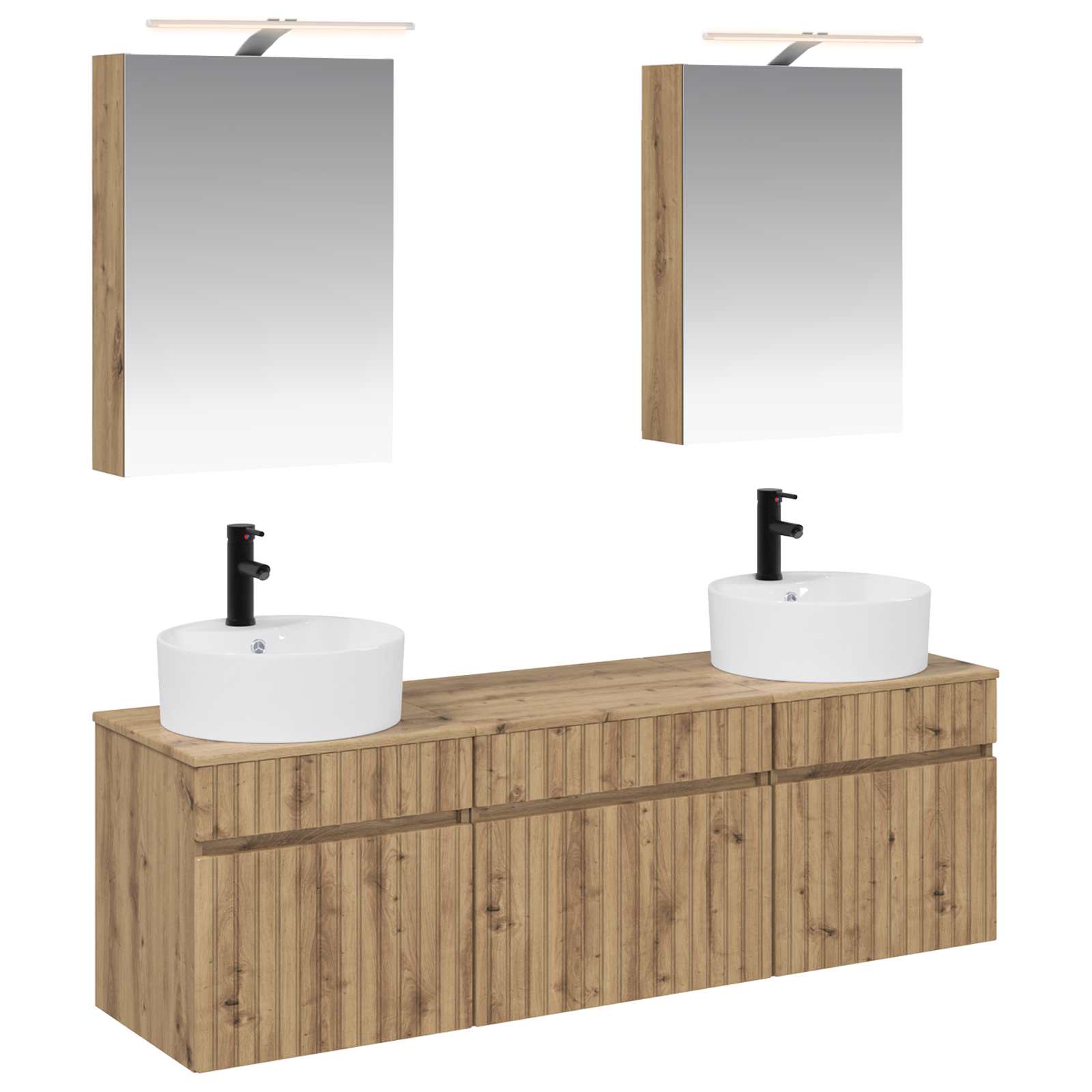 vidaXL Badkamerkastenset 5 pcs Wit 50 x 14,5 x 70 cm Bewerkt hout