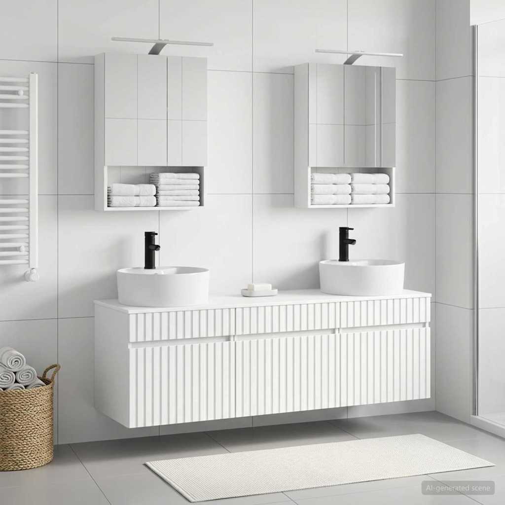 vidaXL Badkamerkastenset 5 pcs Wit 50 x 14,5 x 70 cm Bewerkt hout