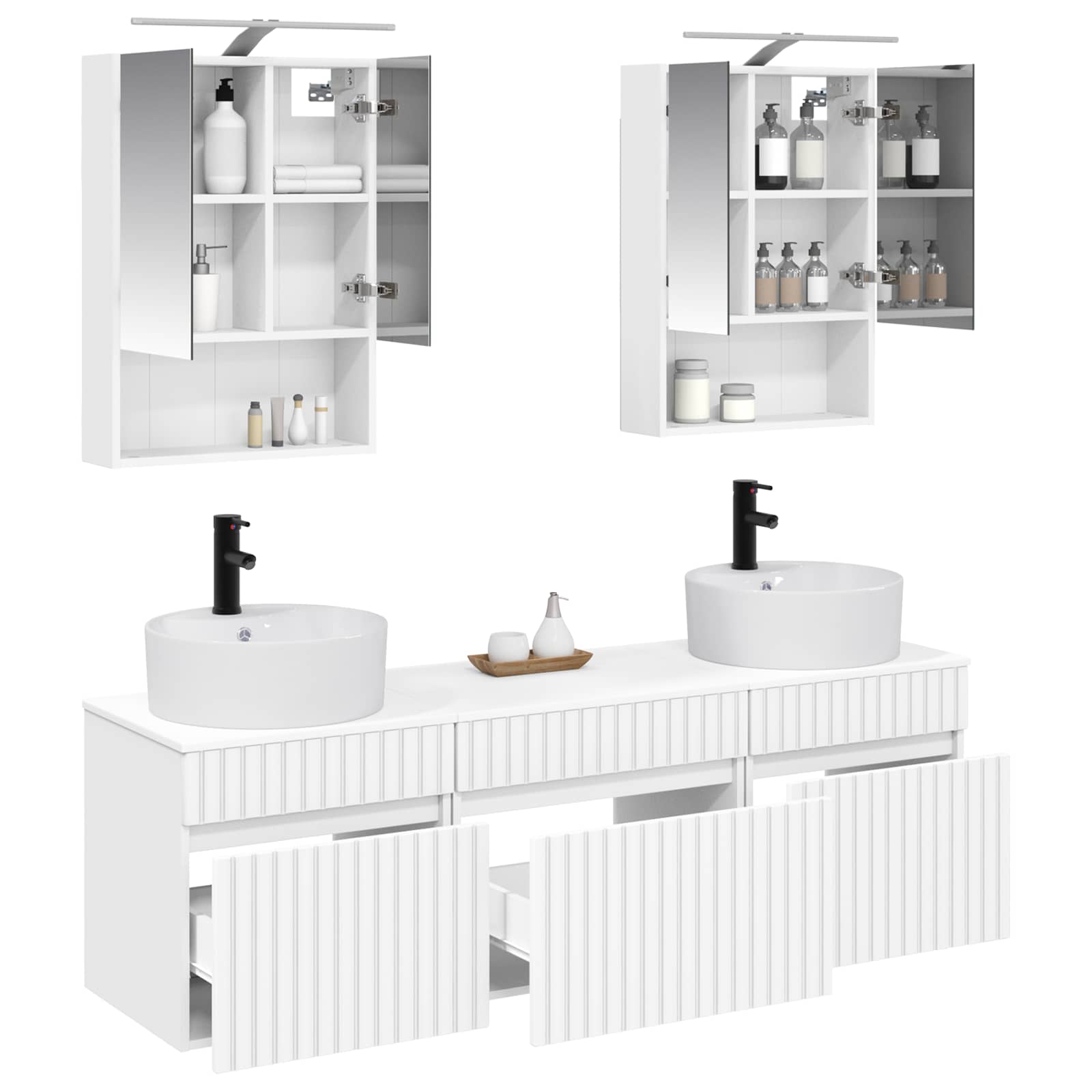 vidaXL Badkamerkastenset 5 pcs Wit 50 x 14,5 x 70 cm Bewerkt hout