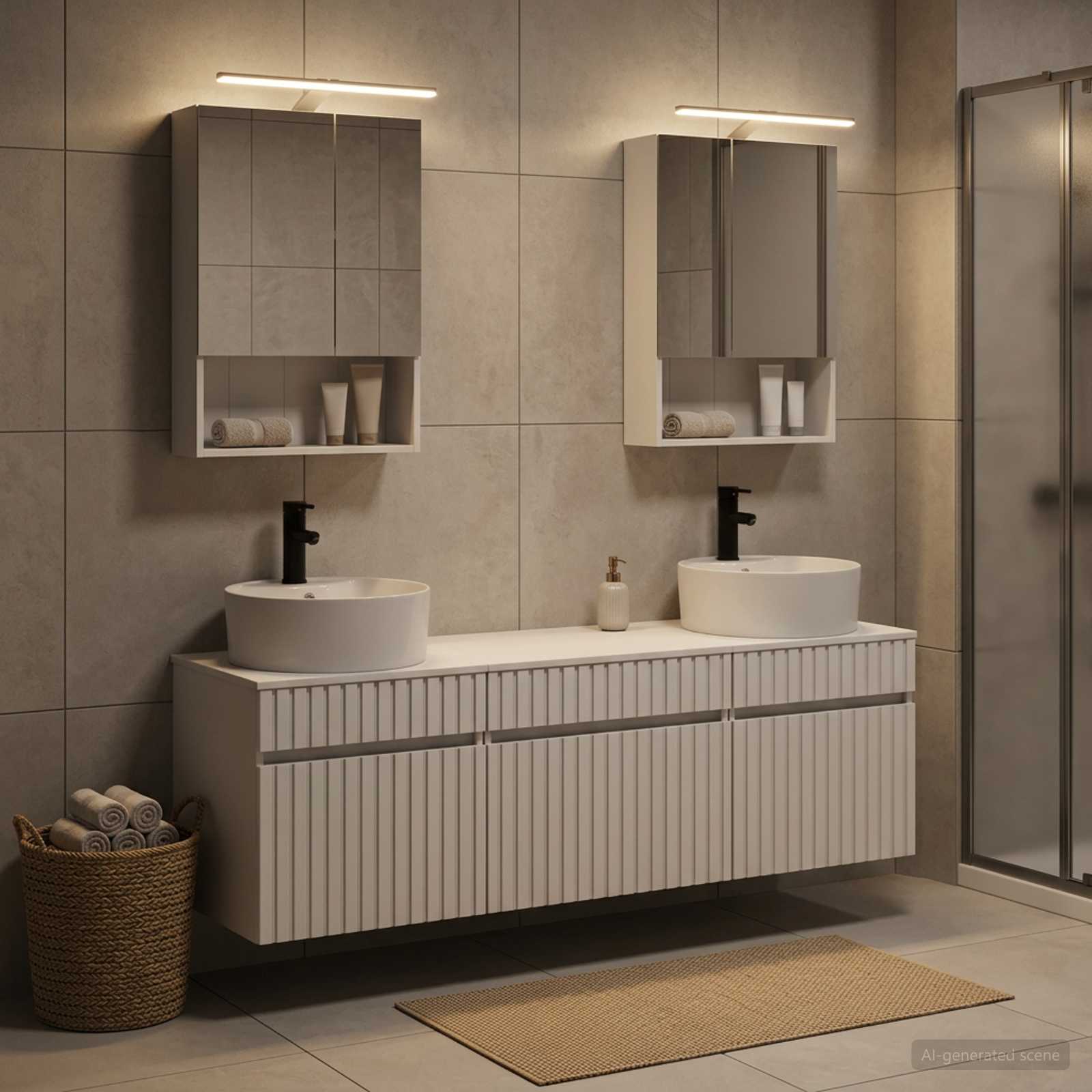 vidaXL Badkamerkastenset 5 pcs Wit 50 x 14,5 x 70 cm Bewerkt hout