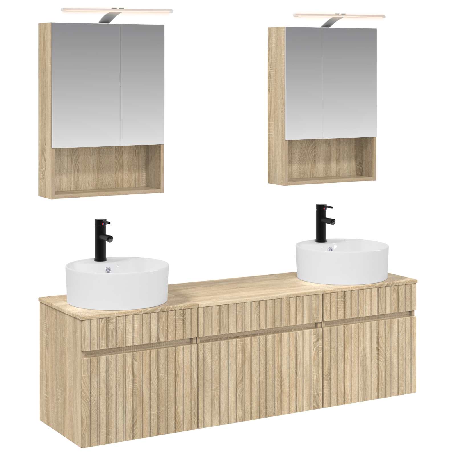 vidaXL Badkamerkastenset 5 pcs Wit 50 x 14,5 x 70 cm Bewerkt hout