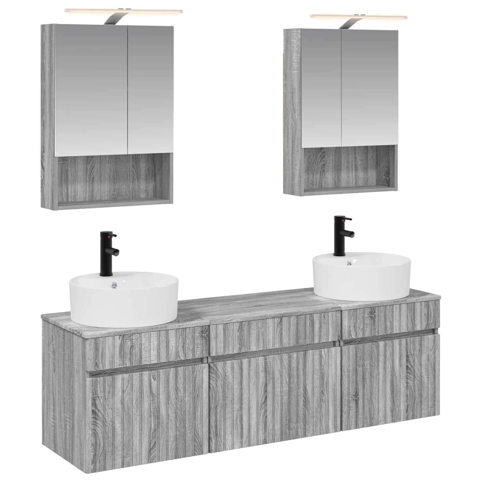 vidaXL Badkamerkastenset 5 pcs Wit 50 x 14,5 x 70 cm Bewerkt hout