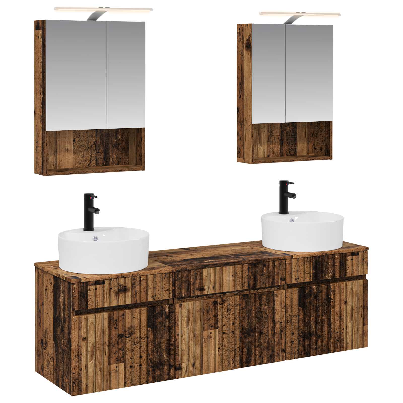 vidaXL Badkamerkastenset 5 pcs Wit 50 x 14,5 x 70 cm Bewerkt hout