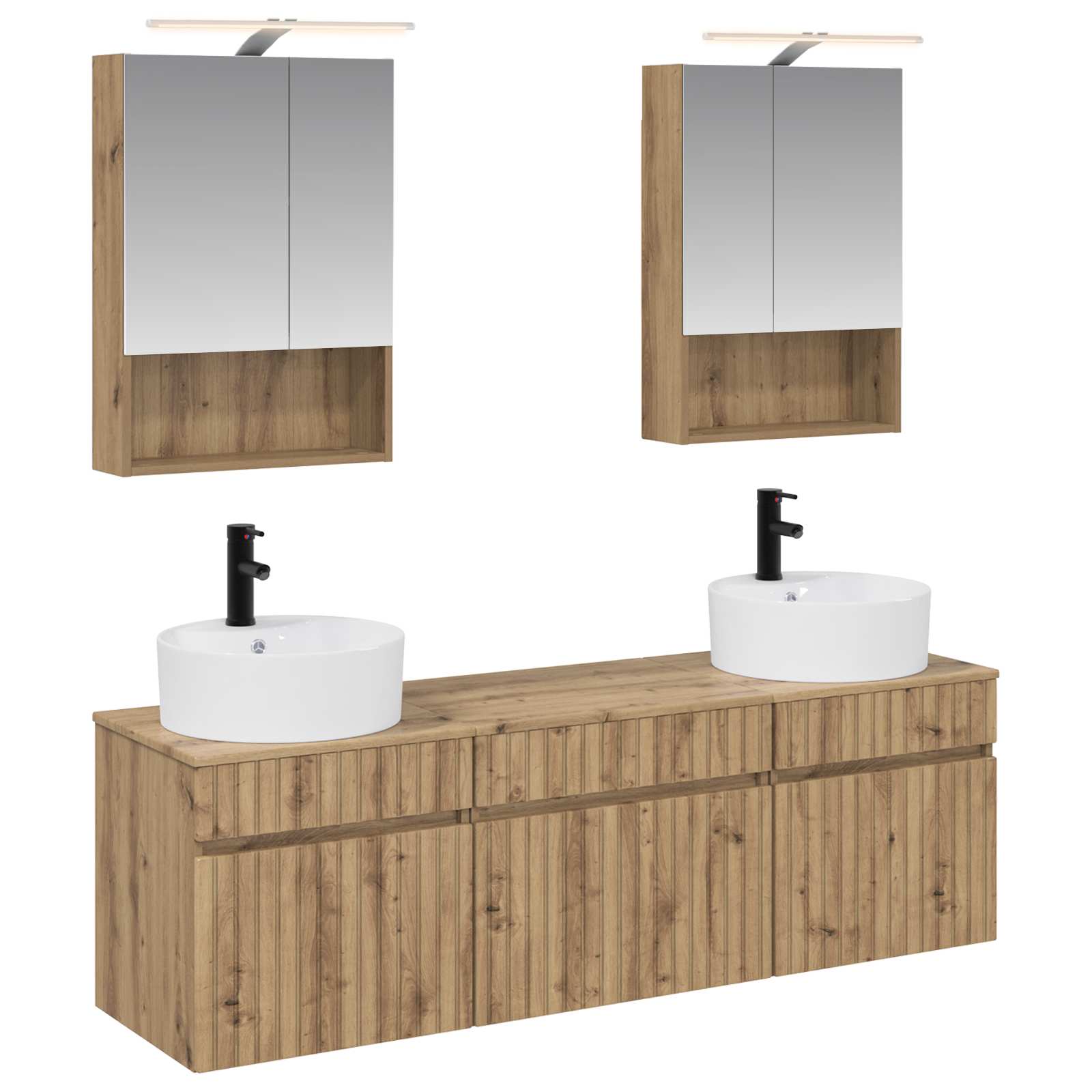 vidaXL Badkamerkastenset 5 pcs Wit 50 x 14,5 x 70 cm Bewerkt hout
