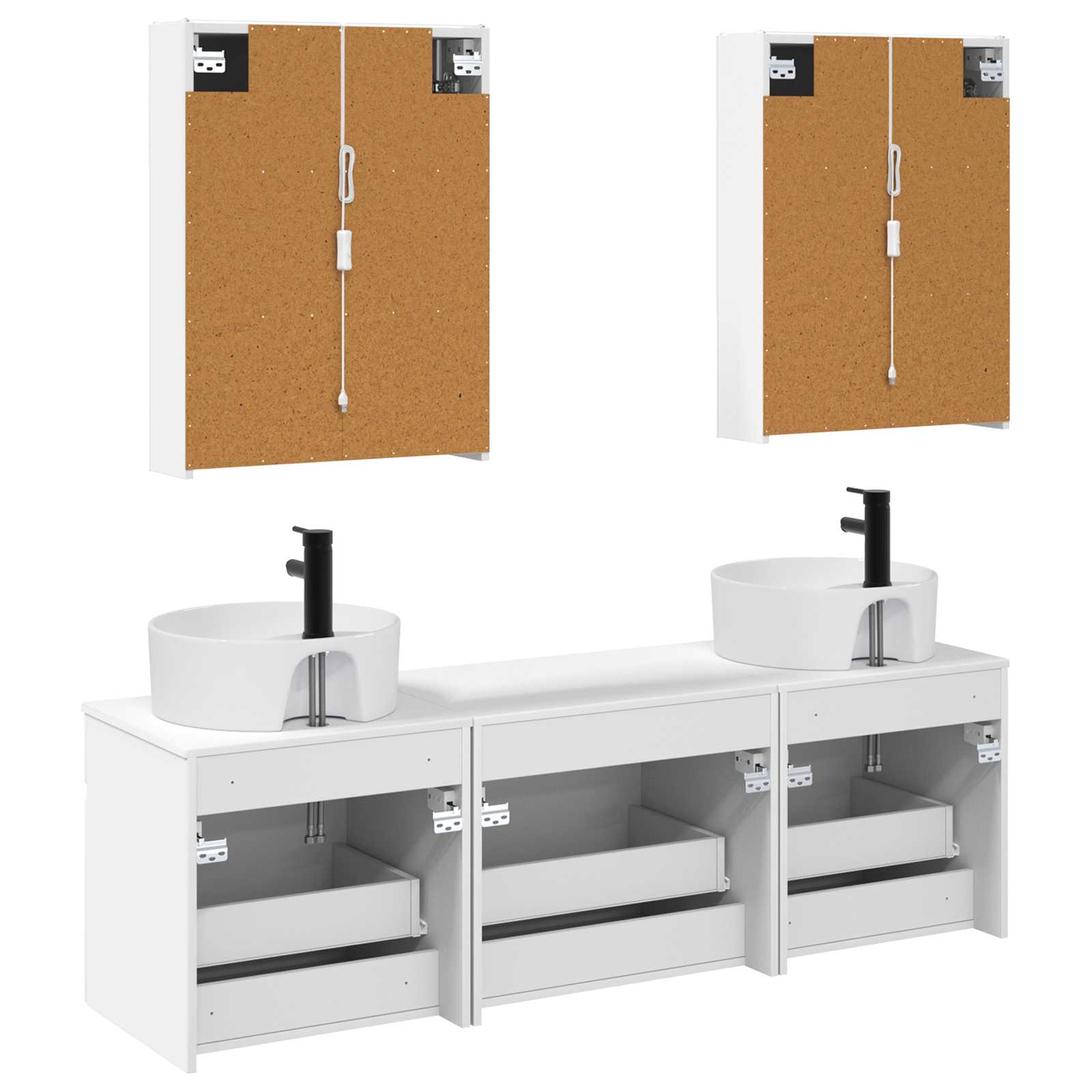 vidaXL Badkamerkastenset 5 pcs Wit 53 x 15,5 x 70 cm Bewerkt hout