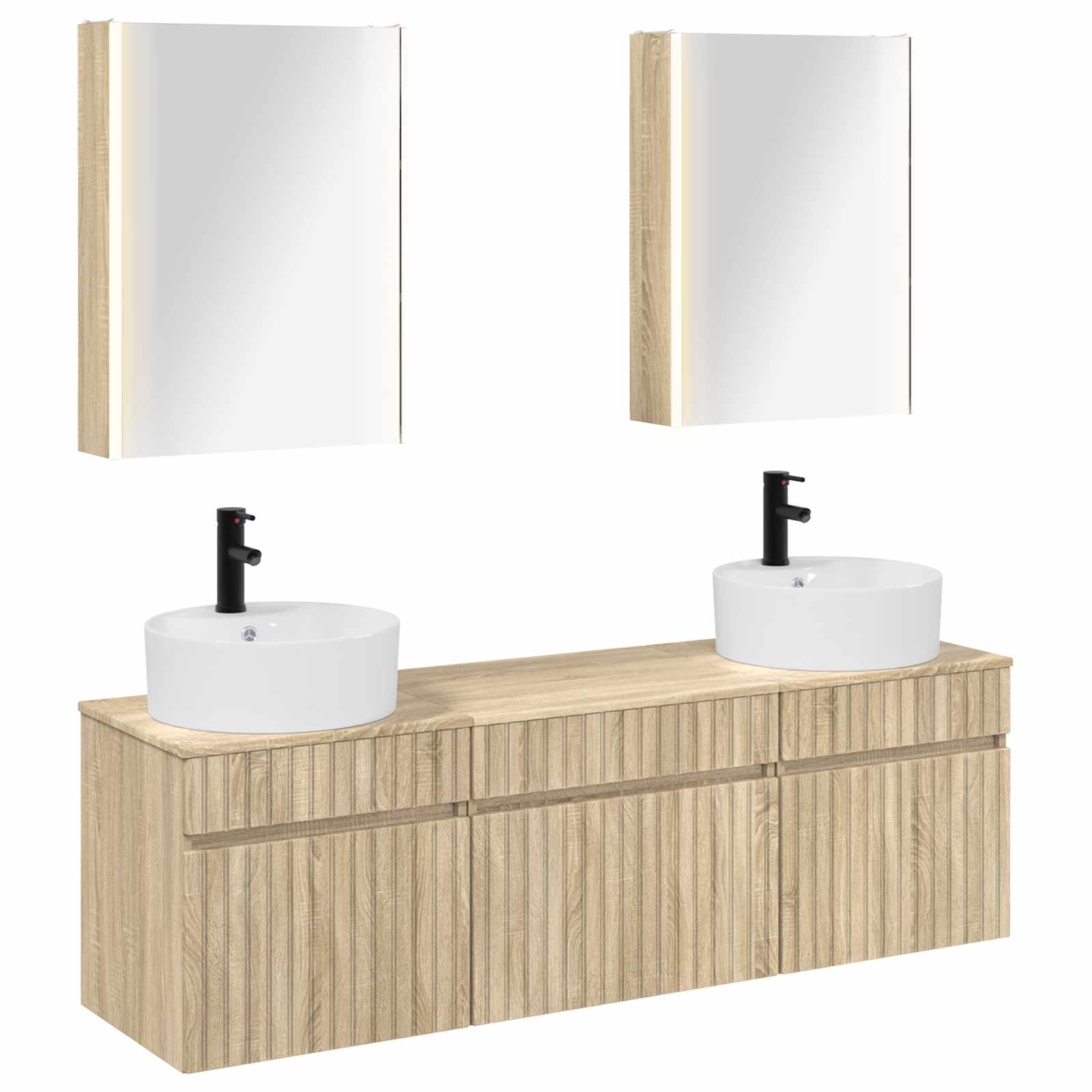 vidaXL Badkamerkastenset 5 pcs Wit 53 x 15,5 x 70 cm Bewerkt hout