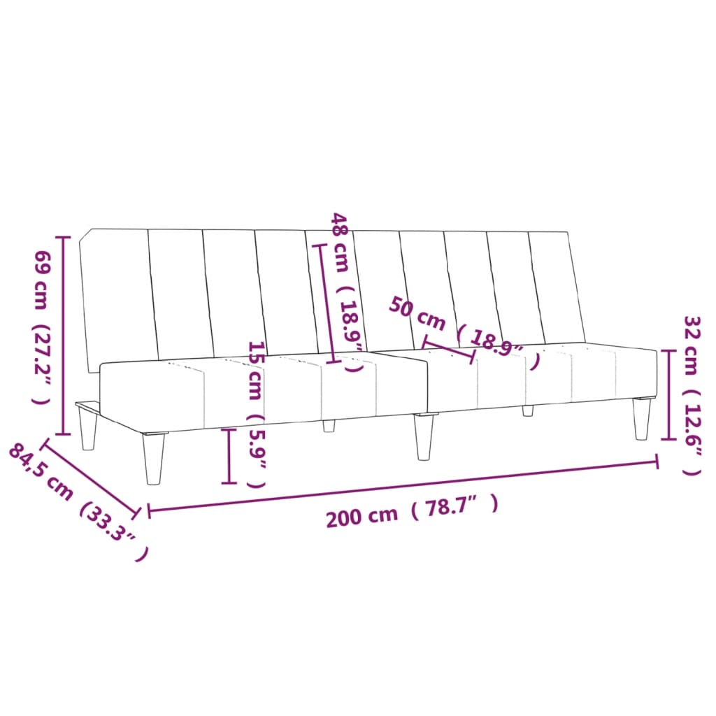 vidaXL Slaapbank 2-zits microvezelstof taupe