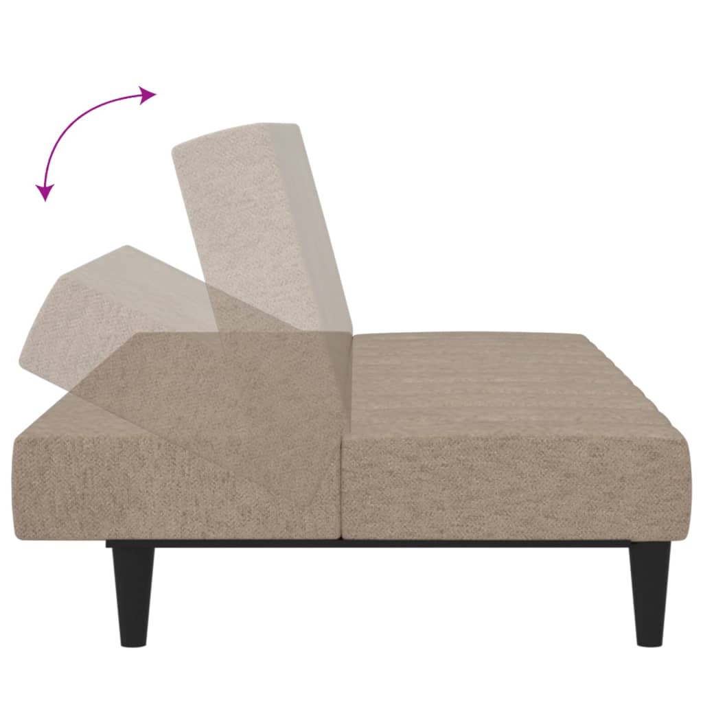 vidaXL Slaapbank 2-zits microvezelstof taupe