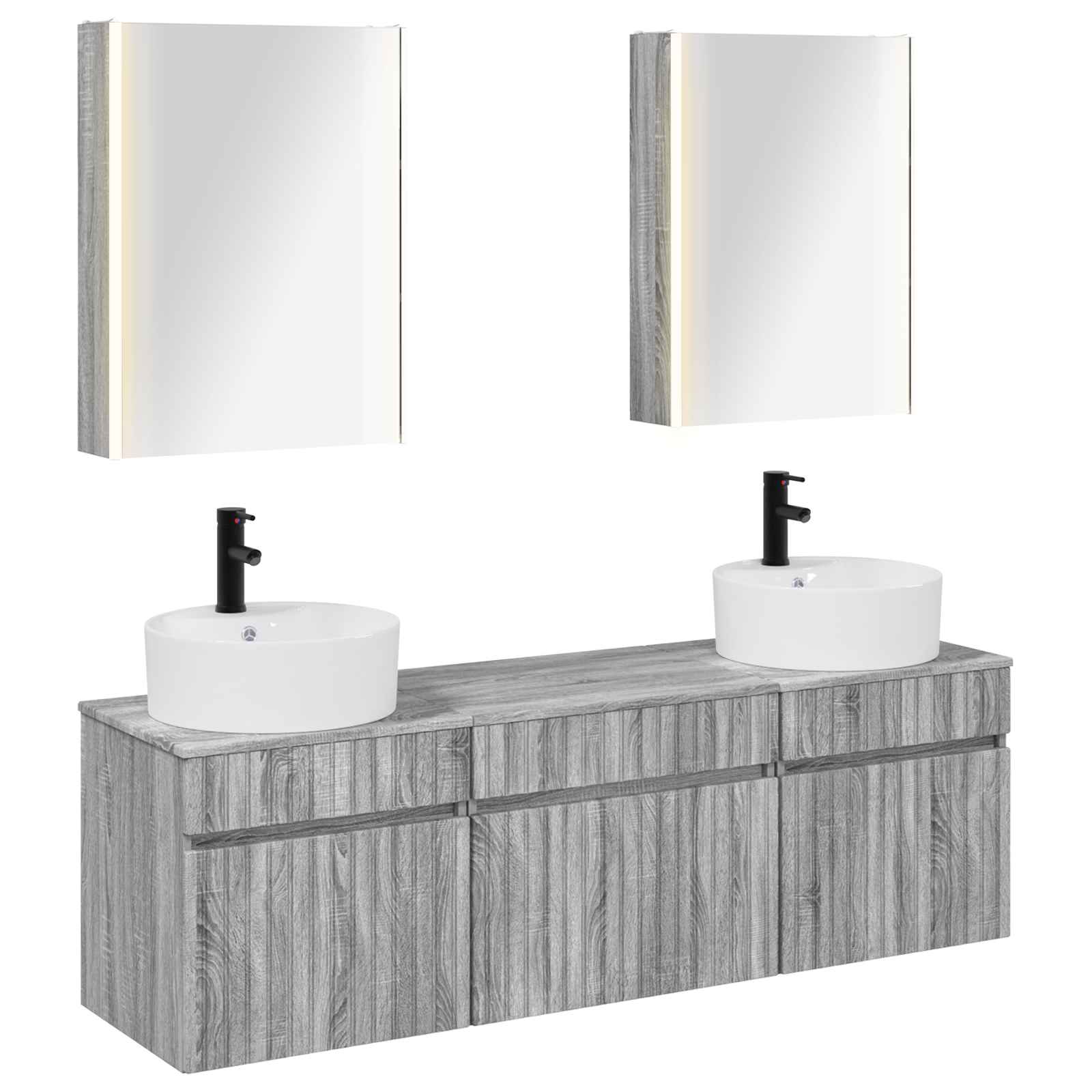 vidaXL Badkamerkastenset 5 pcs Wit 53 x 15,5 x 70 cm Bewerkt hout