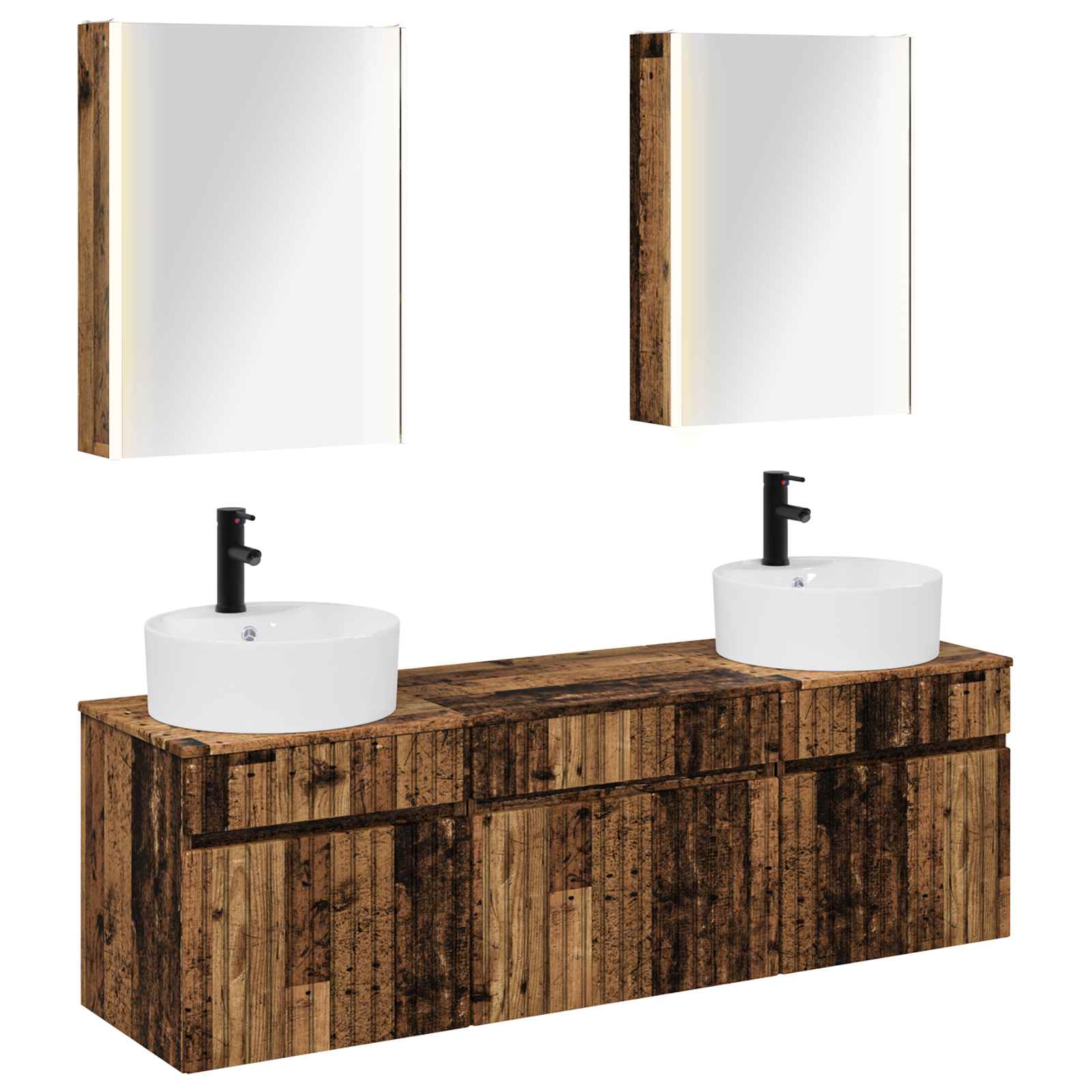 vidaXL Badkamerkastenset 5 pcs Wit 53 x 15,5 x 70 cm Bewerkt hout