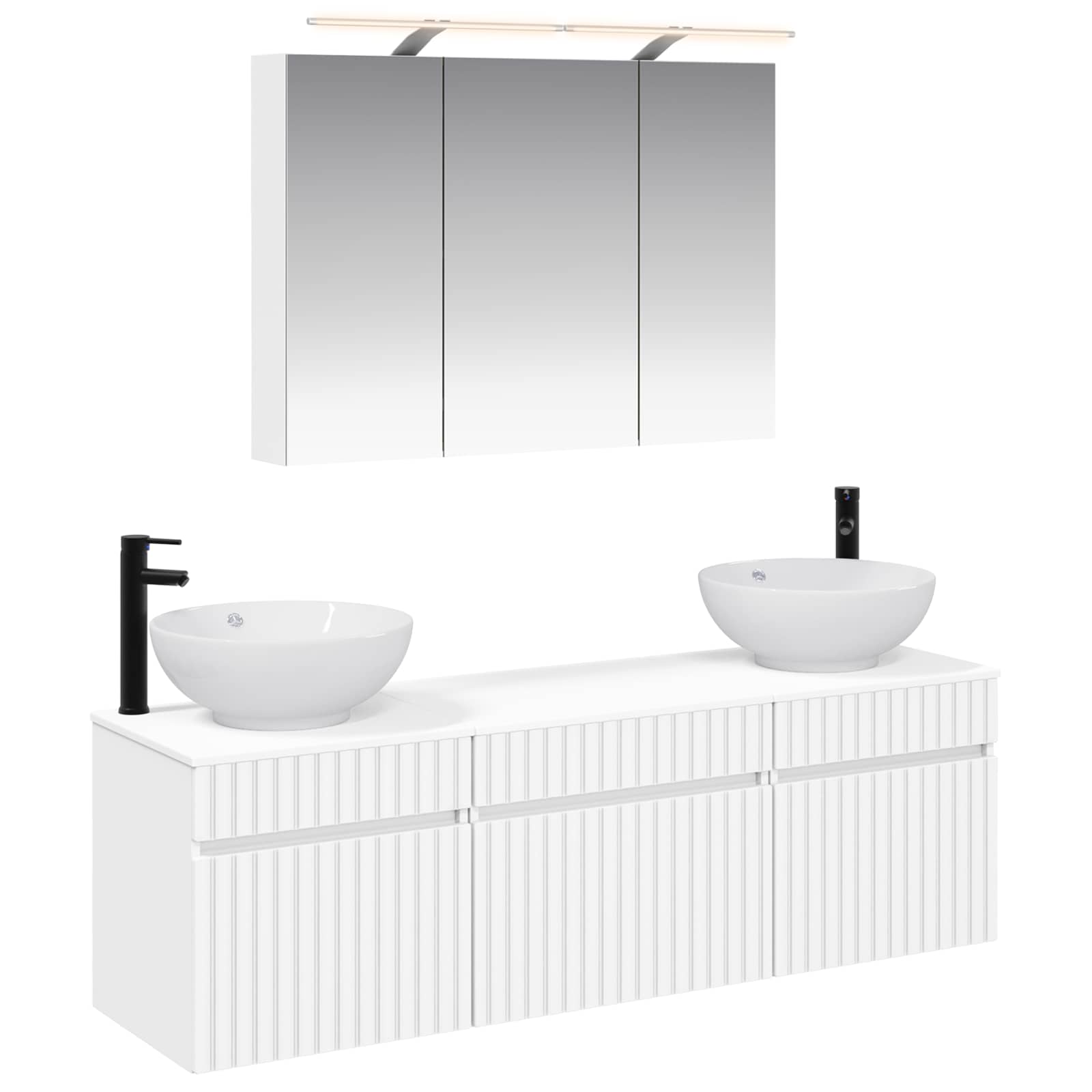 vidaXL Badkamerkastenset 4 pcs Wit 100 x 14,5 x 70 cm Bewerkt hout