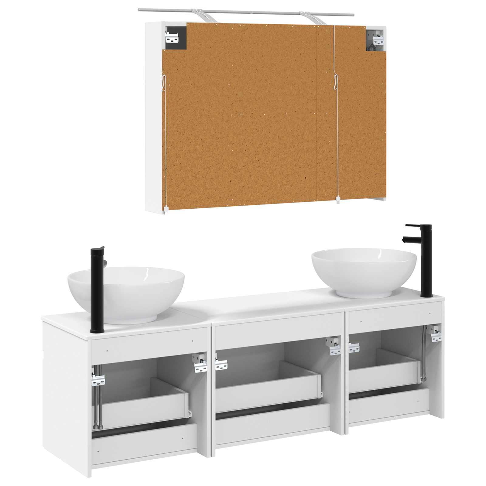 vidaXL Badkamerkastenset 4 pcs Wit 100 x 14,5 x 70 cm Bewerkt hout