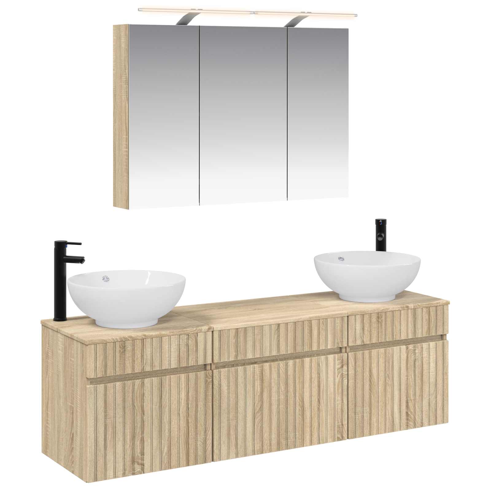 vidaXL Badkamerkastenset 4 pcs Wit 100 x 14,5 x 70 cm Bewerkt hout