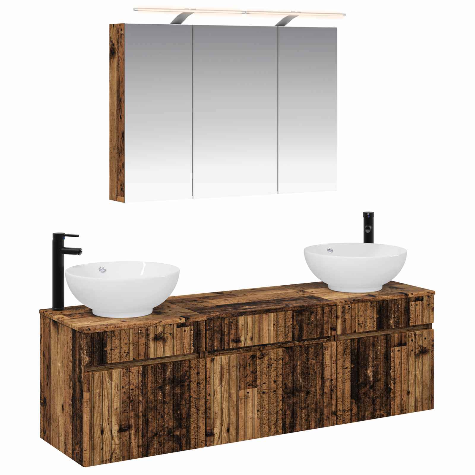 vidaXL Badkamerkastenset 4 pcs Wit 100 x 14,5 x 70 cm Bewerkt hout