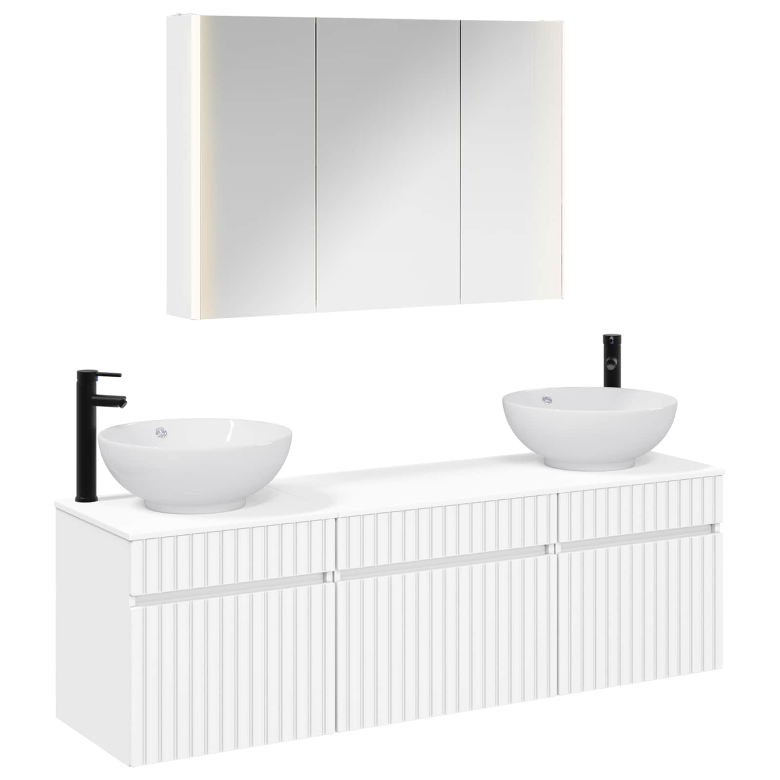 vidaXL Badkamerkastenset 4 pcs Wit 103,5 x 15,5 x 70 cm Bewerkt hout