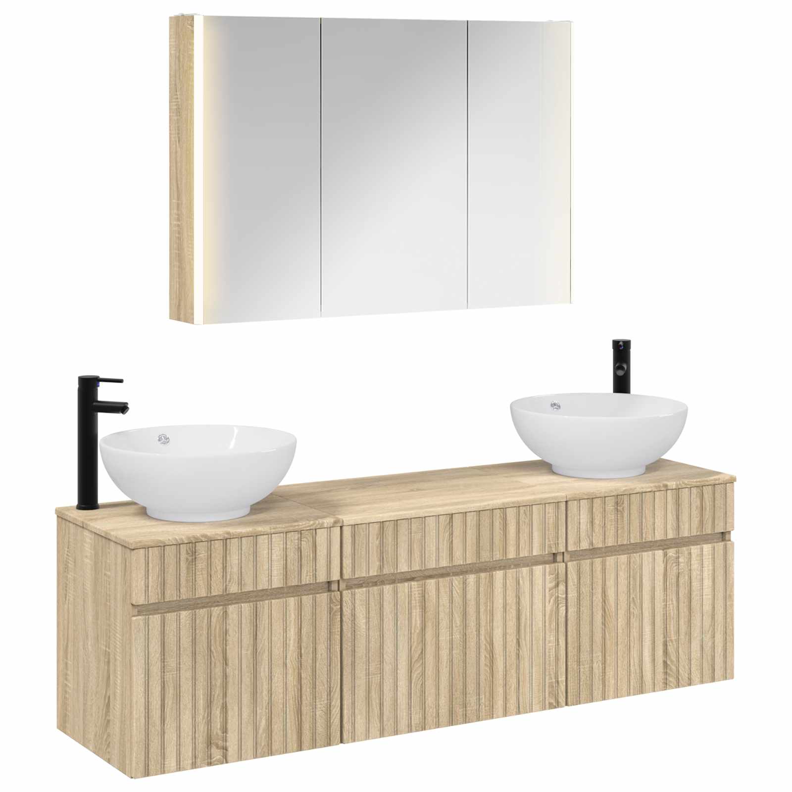 vidaXL Badkamerkastenset 4 pcs Wit 103,5 x 15,5 x 70 cm Bewerkt hout