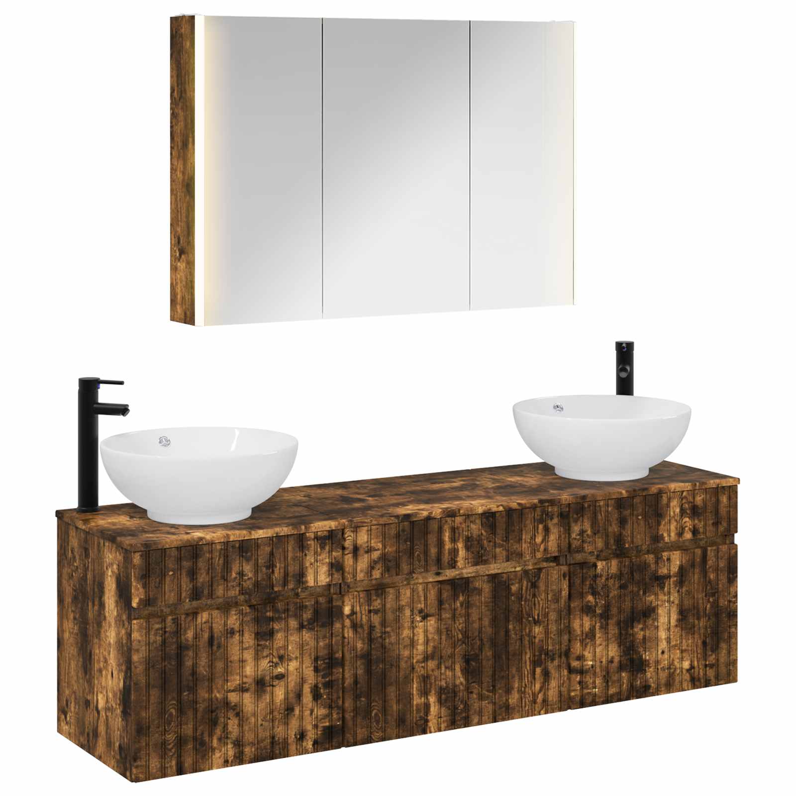 vidaXL Badkamerkastenset 4 pcs Wit 103,5 x 15,5 x 70 cm Bewerkt hout