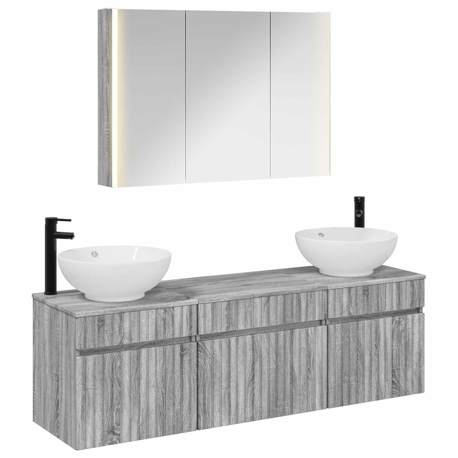 vidaXL Badkamerkastenset 4 pcs Wit 103,5 x 15,5 x 70 cm Bewerkt hout