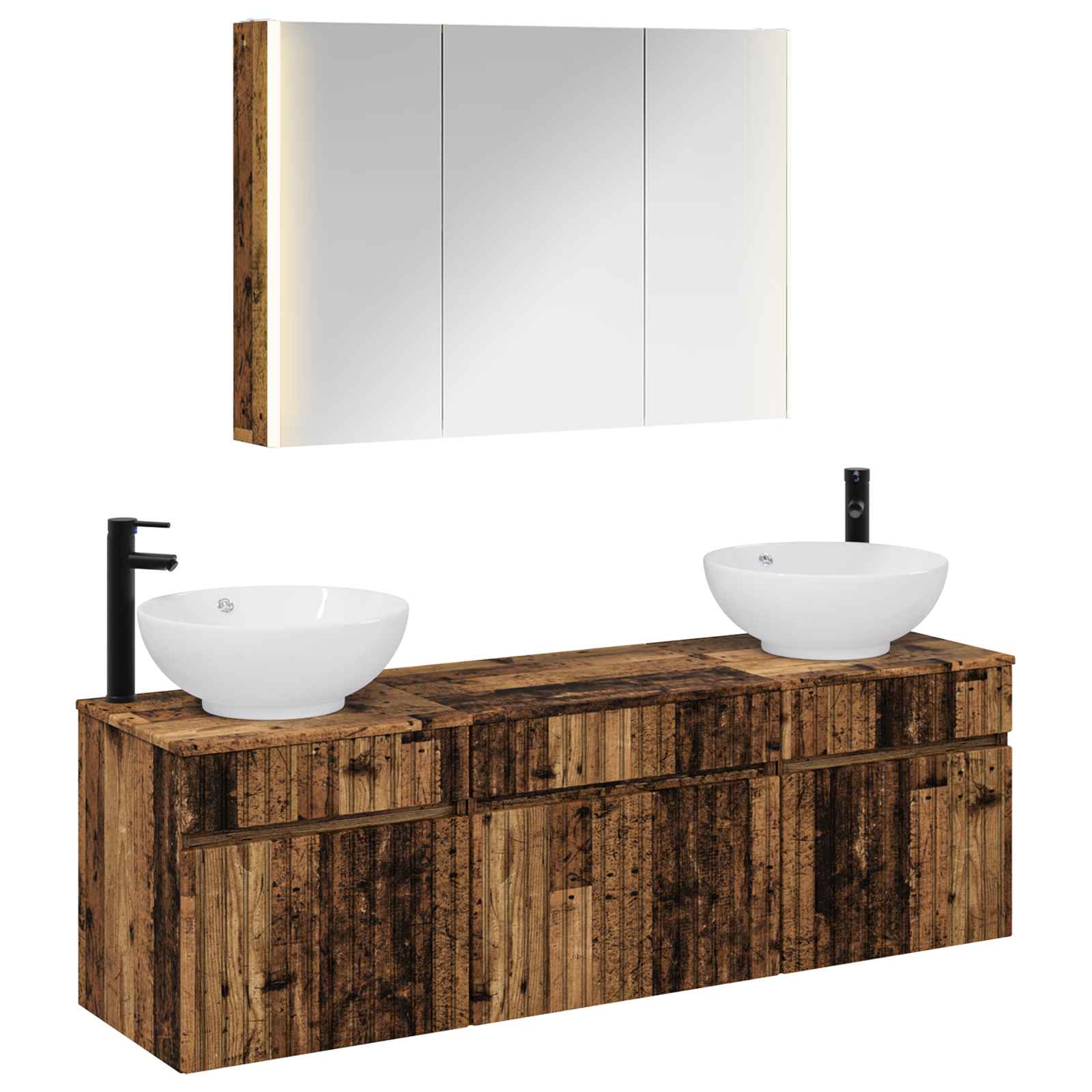 vidaXL Badkamerkastenset 4 pcs Wit 103,5 x 15,5 x 70 cm Bewerkt hout