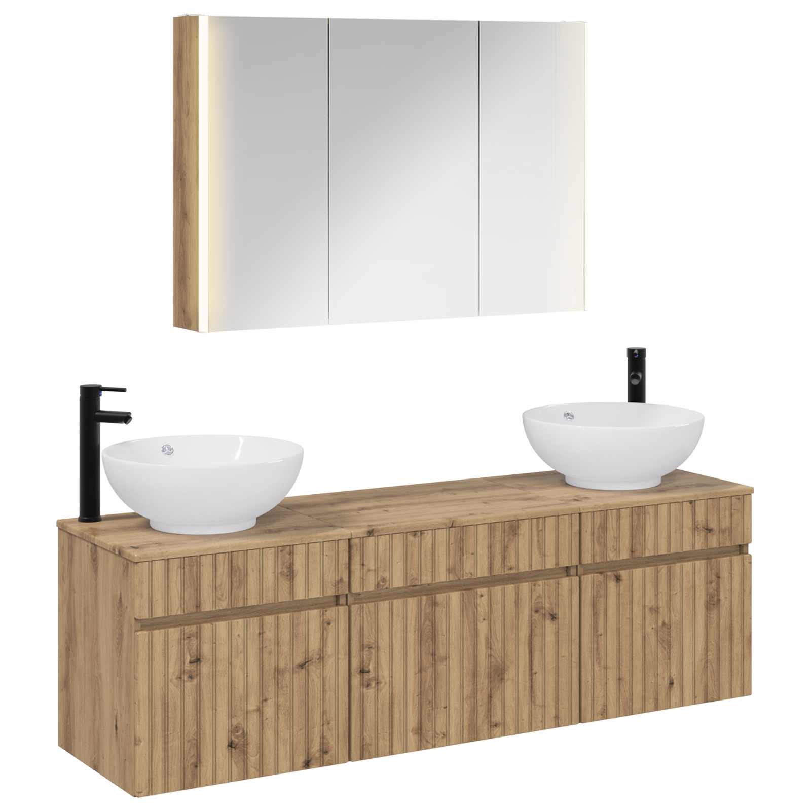 vidaXL Badkamerkastenset 4 pcs Wit 103,5 x 15,5 x 70 cm Bewerkt hout