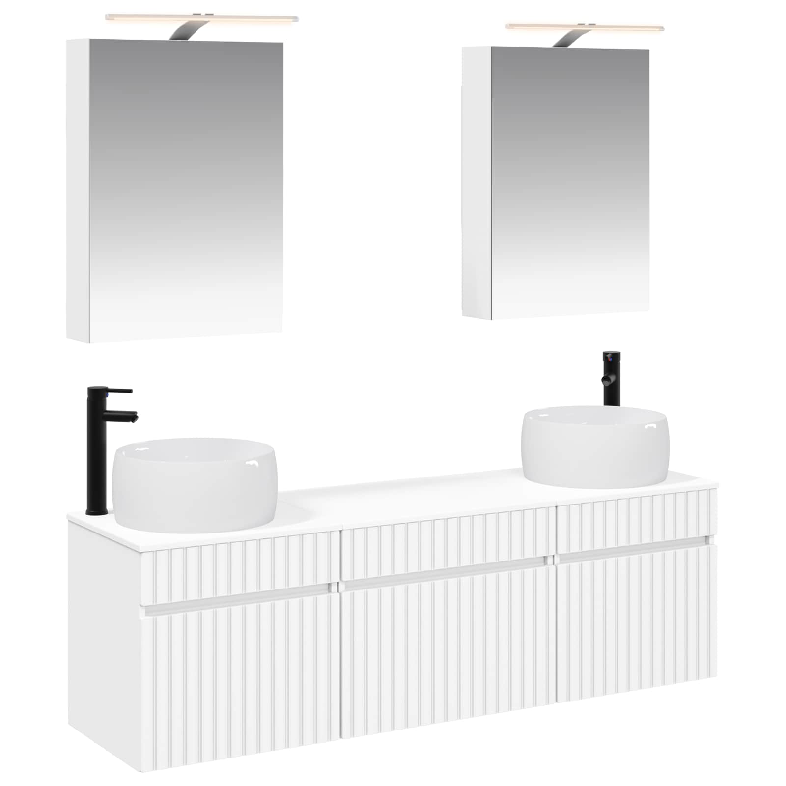 vidaXL Badkamerkastenset 5 pcs Wit 50 x 14,5 x 70 cm Bewerkt hout