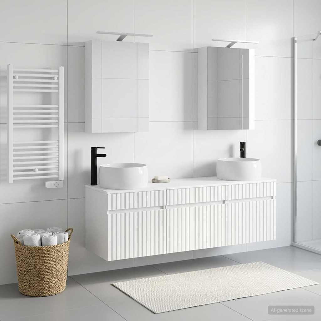 vidaXL Badkamerkastenset 5 pcs Wit 50 x 14,5 x 70 cm Bewerkt hout