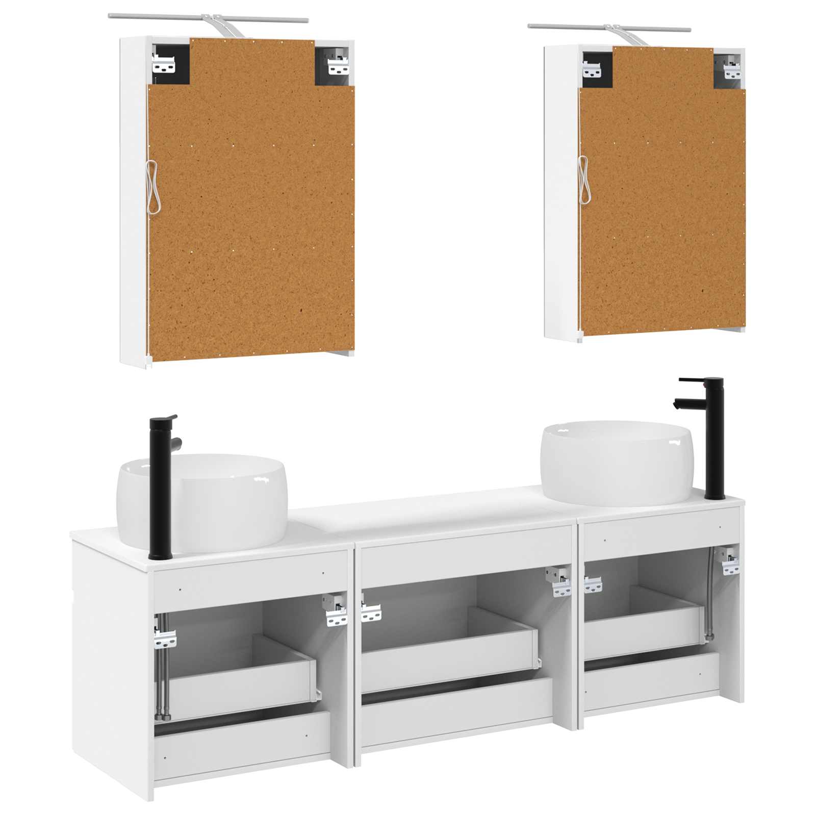 vidaXL Badkamerkastenset 5 pcs Wit 50 x 14,5 x 70 cm Bewerkt hout