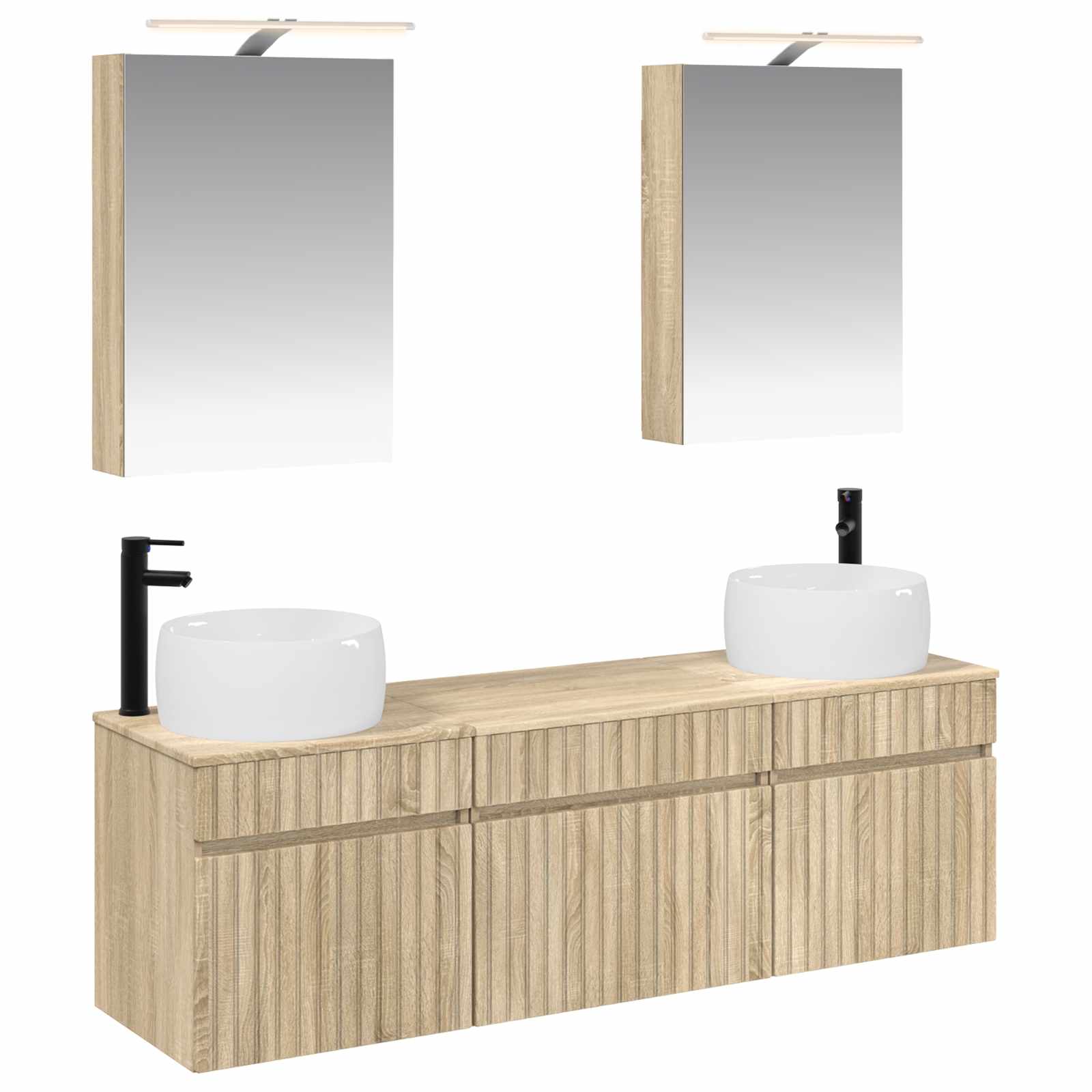 vidaXL Badkamerkastenset 5 pcs Wit 50 x 14,5 x 70 cm Bewerkt hout