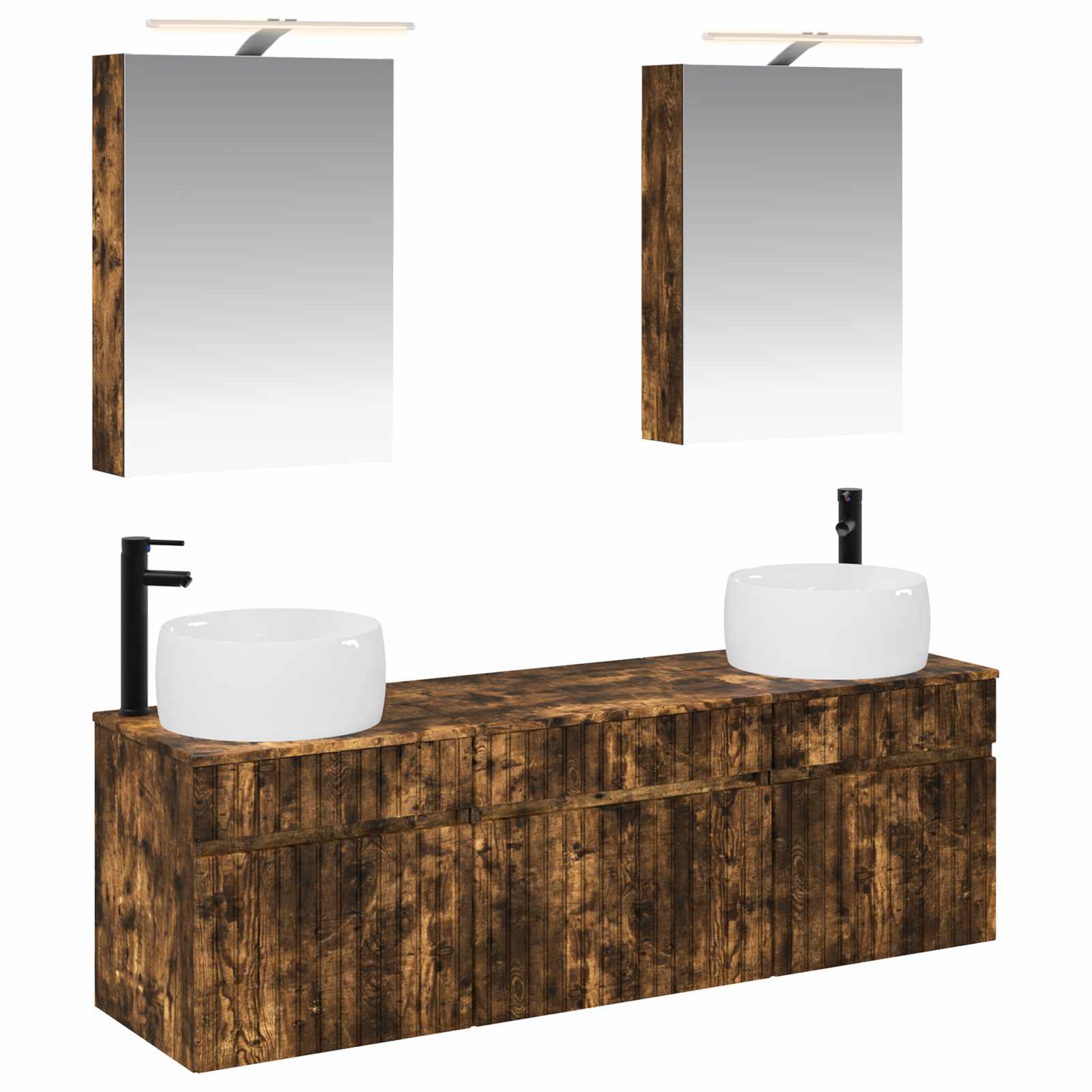 vidaXL Badkamerkastenset 5 pcs Wit 50 x 14,5 x 70 cm Bewerkt hout