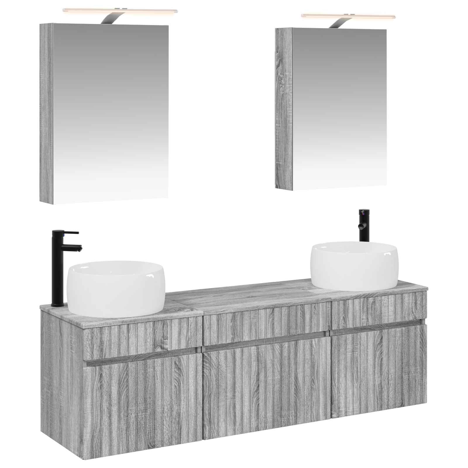 vidaXL Badkamerkastenset 5 pcs Wit 50 x 14,5 x 70 cm Bewerkt hout
