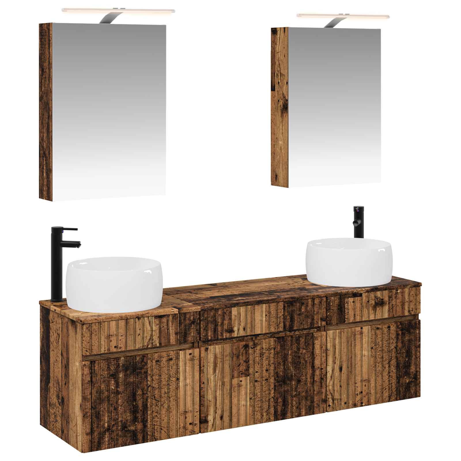 vidaXL Badkamerkastenset 5 pcs Wit 50 x 14,5 x 70 cm Bewerkt hout